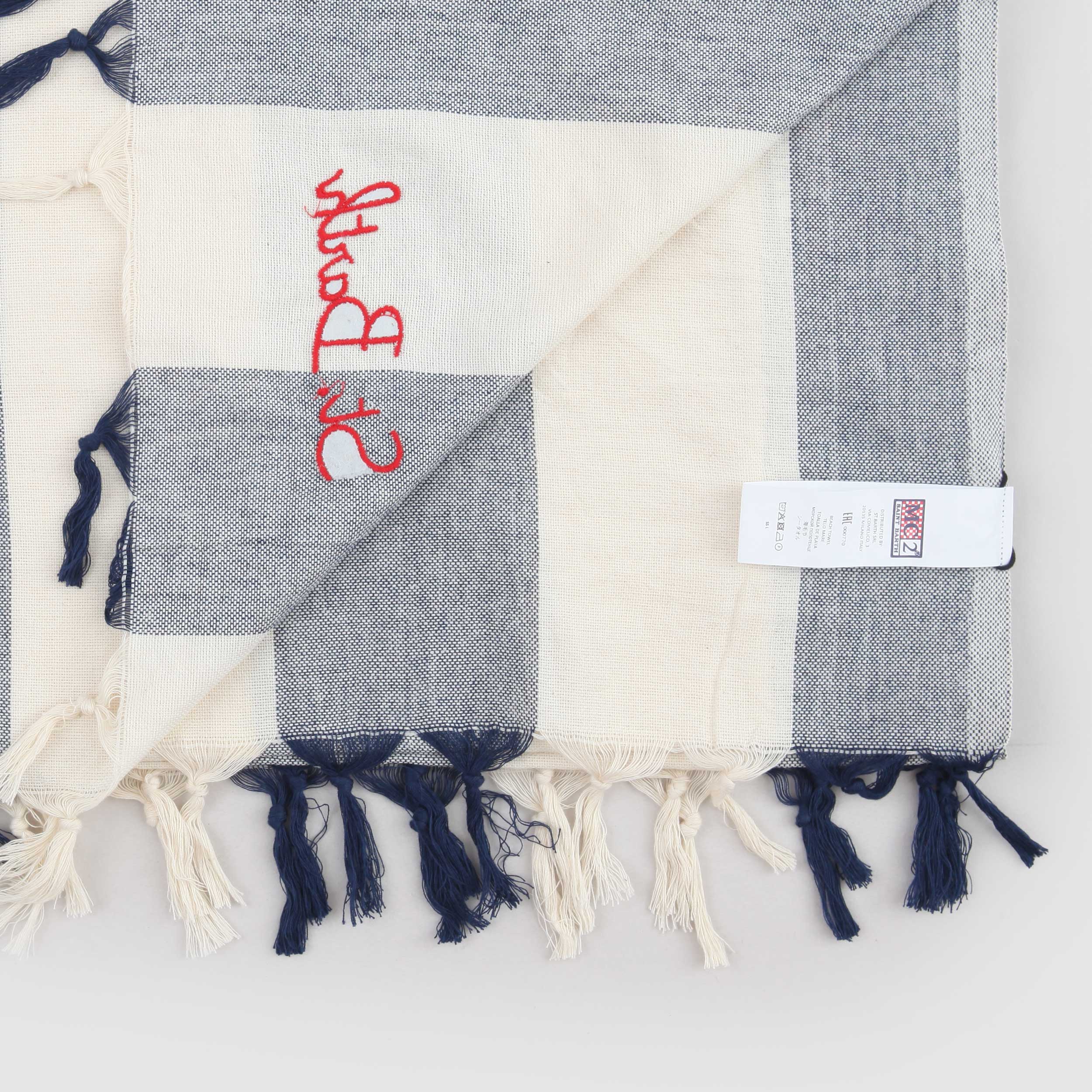 Telo Mare Beige con Stampa Verticale Firmato MC2 SAINT BARTH