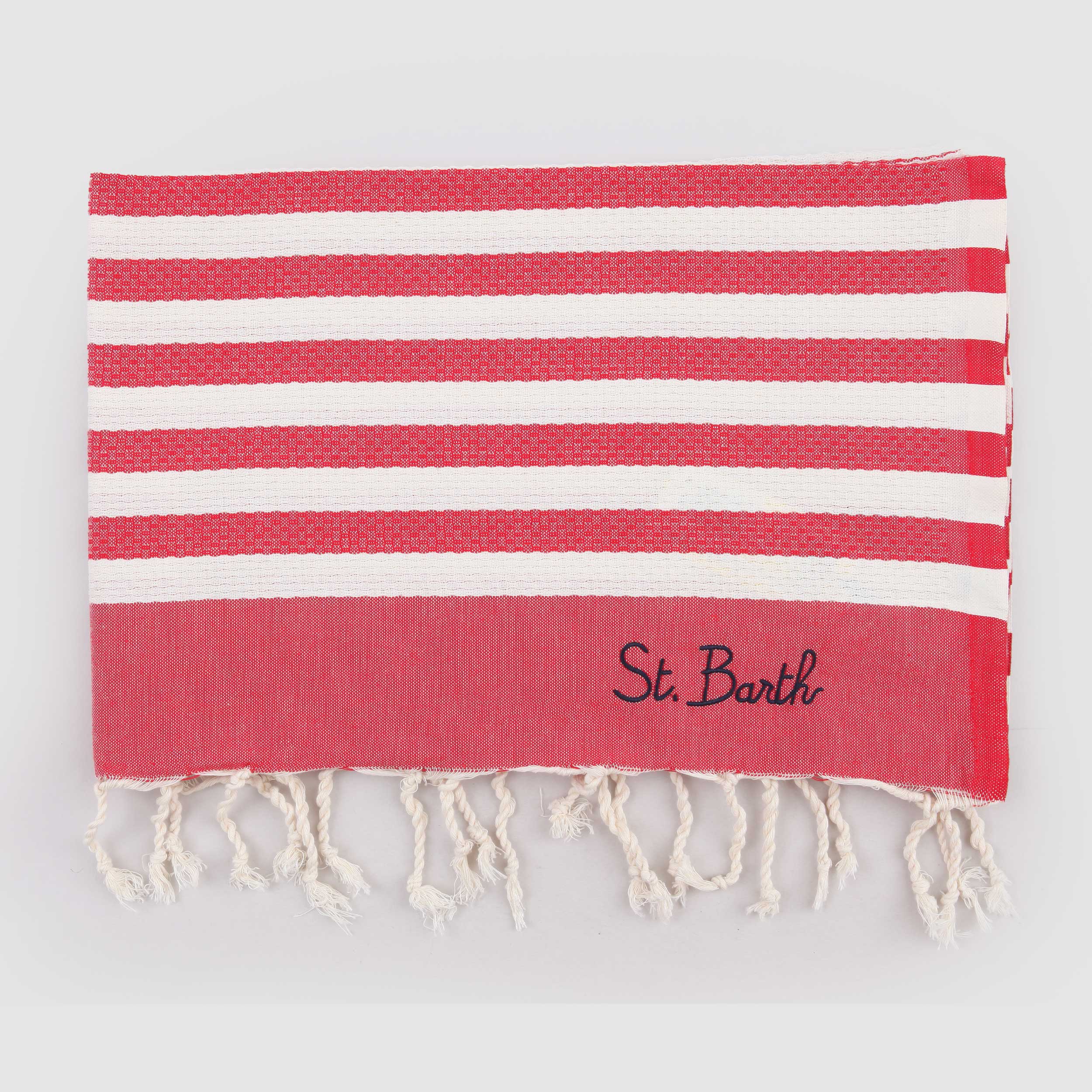 Telo Mare Rosso con Scritta Blu Firmato MC2 SAINT BARTH