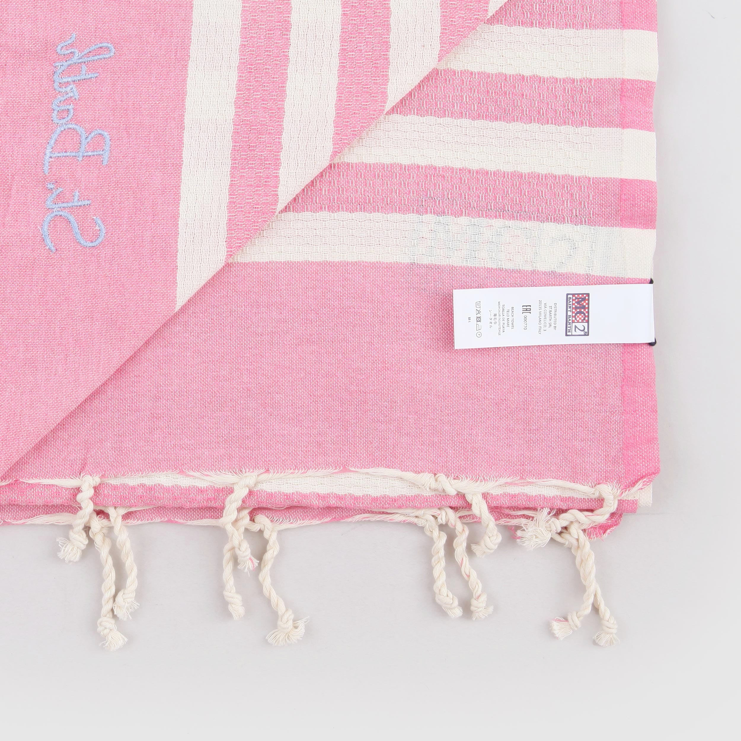 Telo Mare Rosa a Righe Beige Firmato MC2 SAINT BARTH