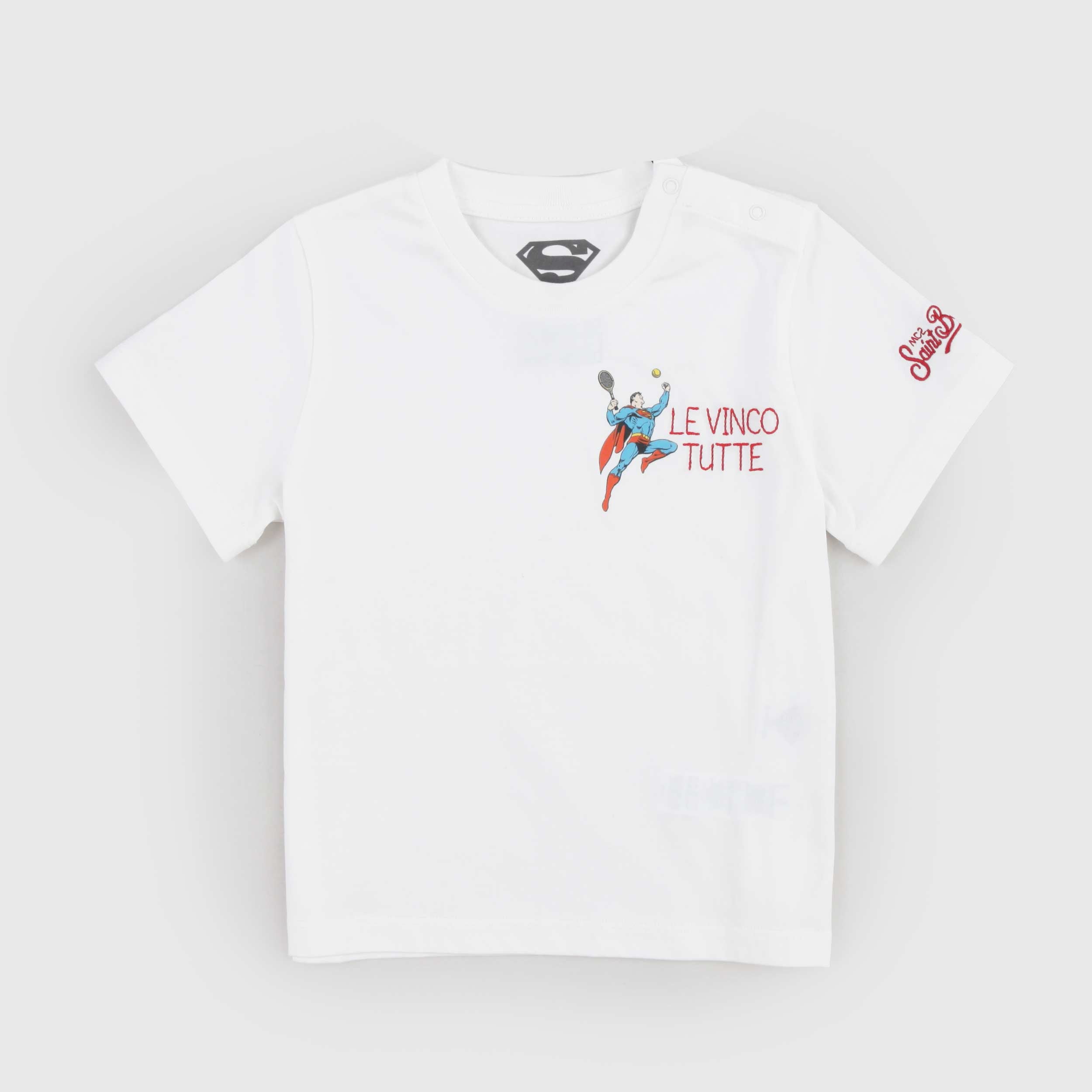 T-shirt Bianca con Bottoni Firmata MC2 SAINT BARTH