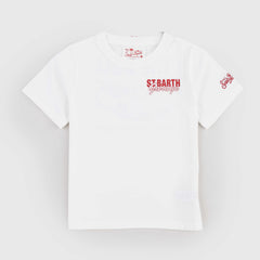 White T-shirt with Back Print Signed MC2 SAINT BARTH