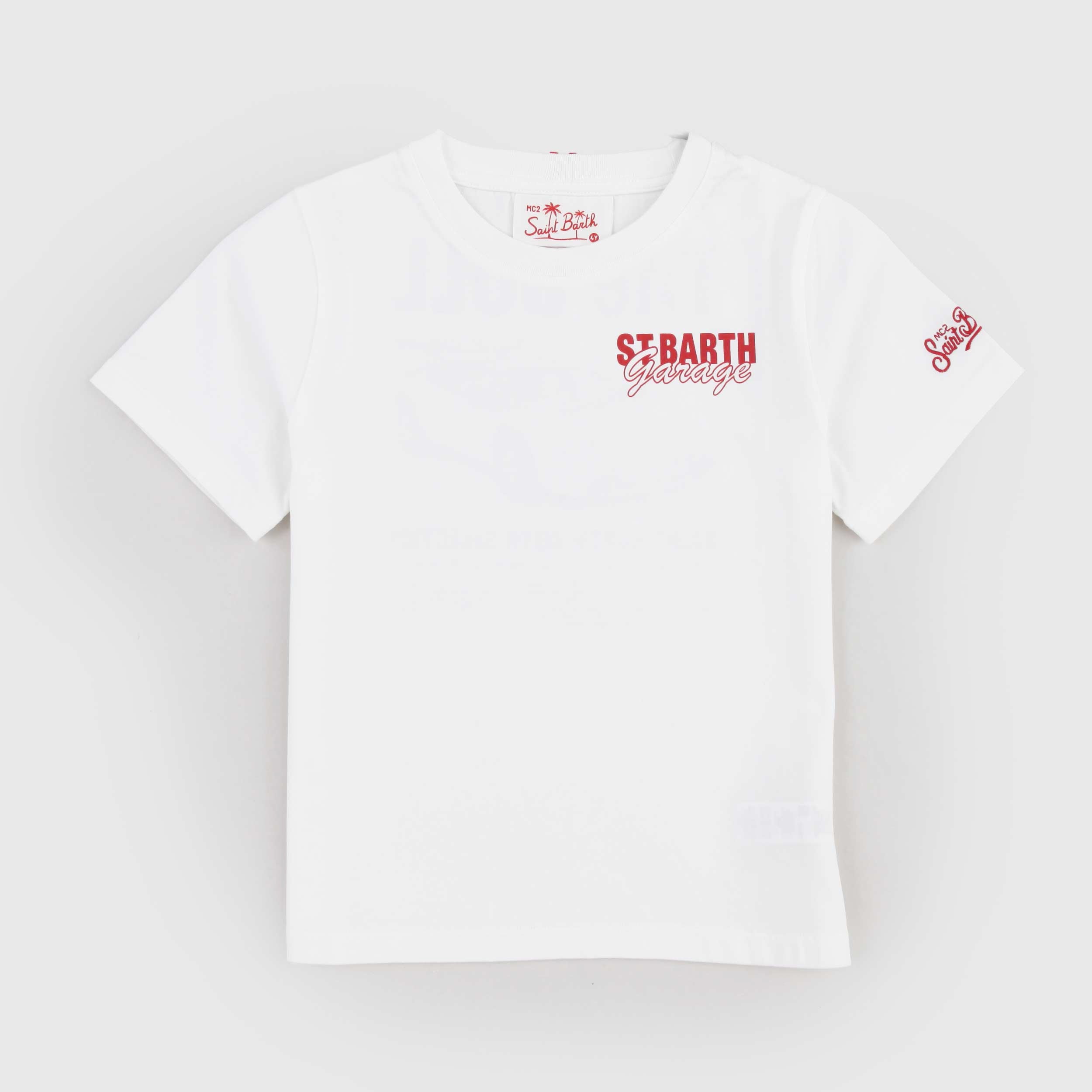 T-shirt Bianca con Stampa sul Retro Firmata MC2 SAINT BARTH