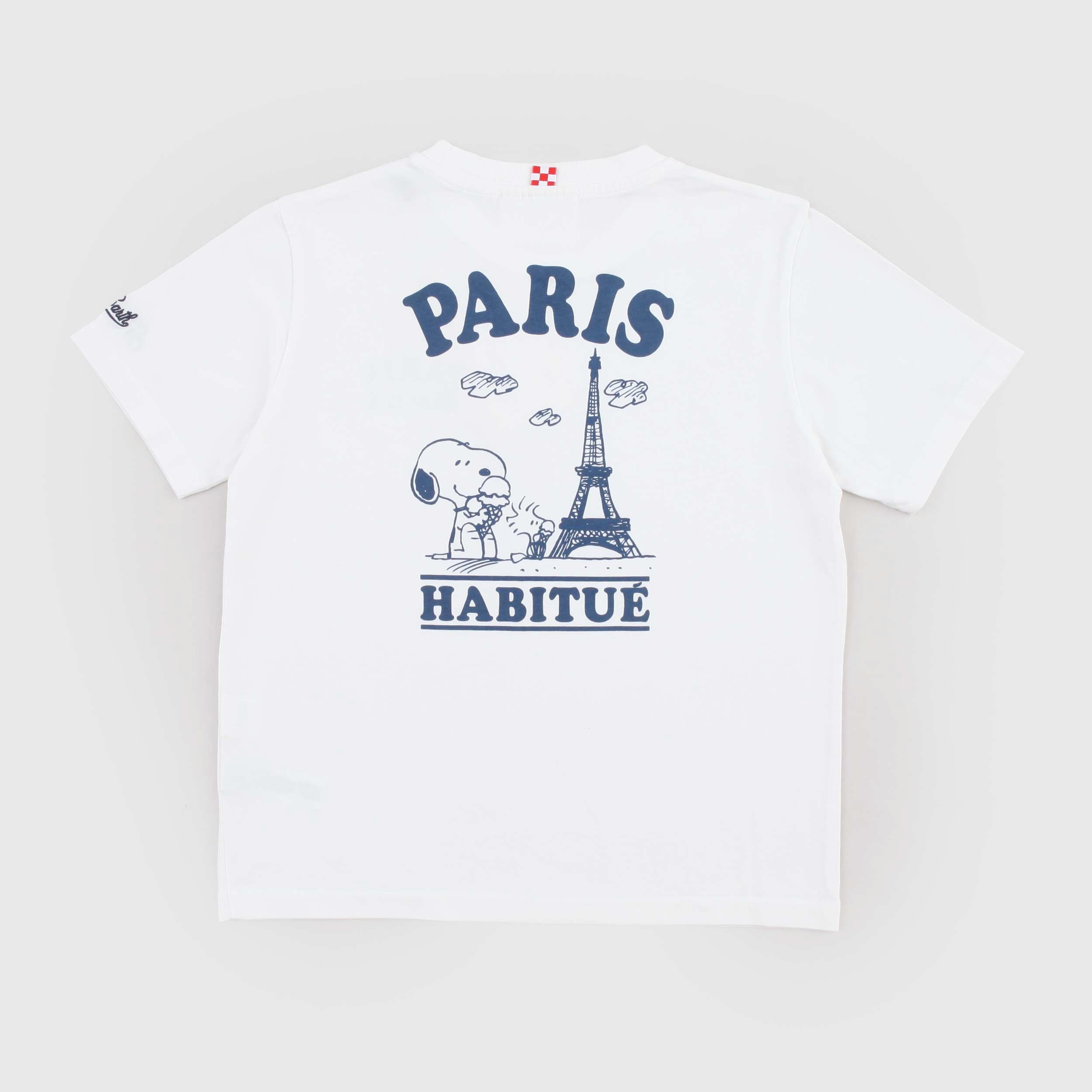 T-shirt Bianca con Stampa Blu Firmata MC2 SAINT BARTH