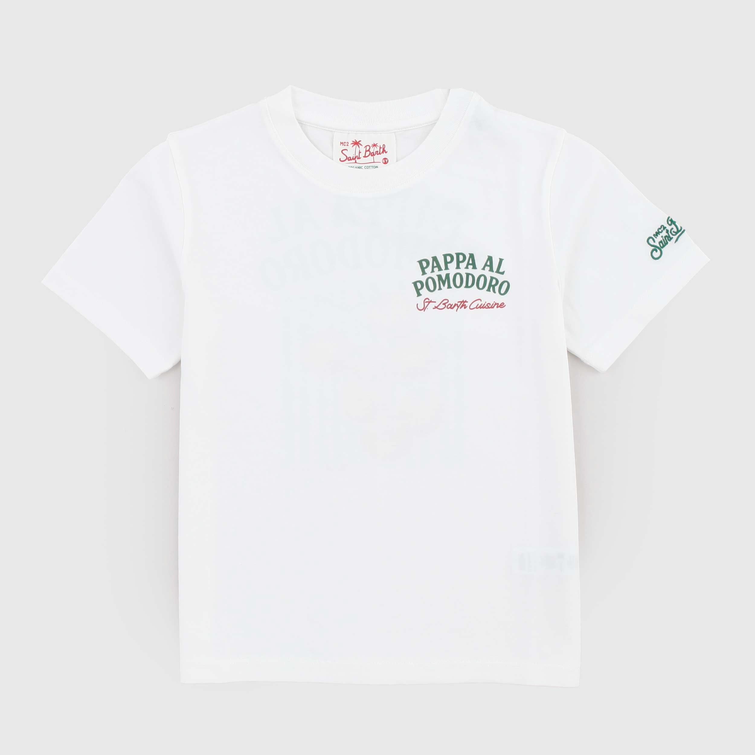 T-shirt Bianca con Stampa Verde Firmata MC2 SAINT BARTH
