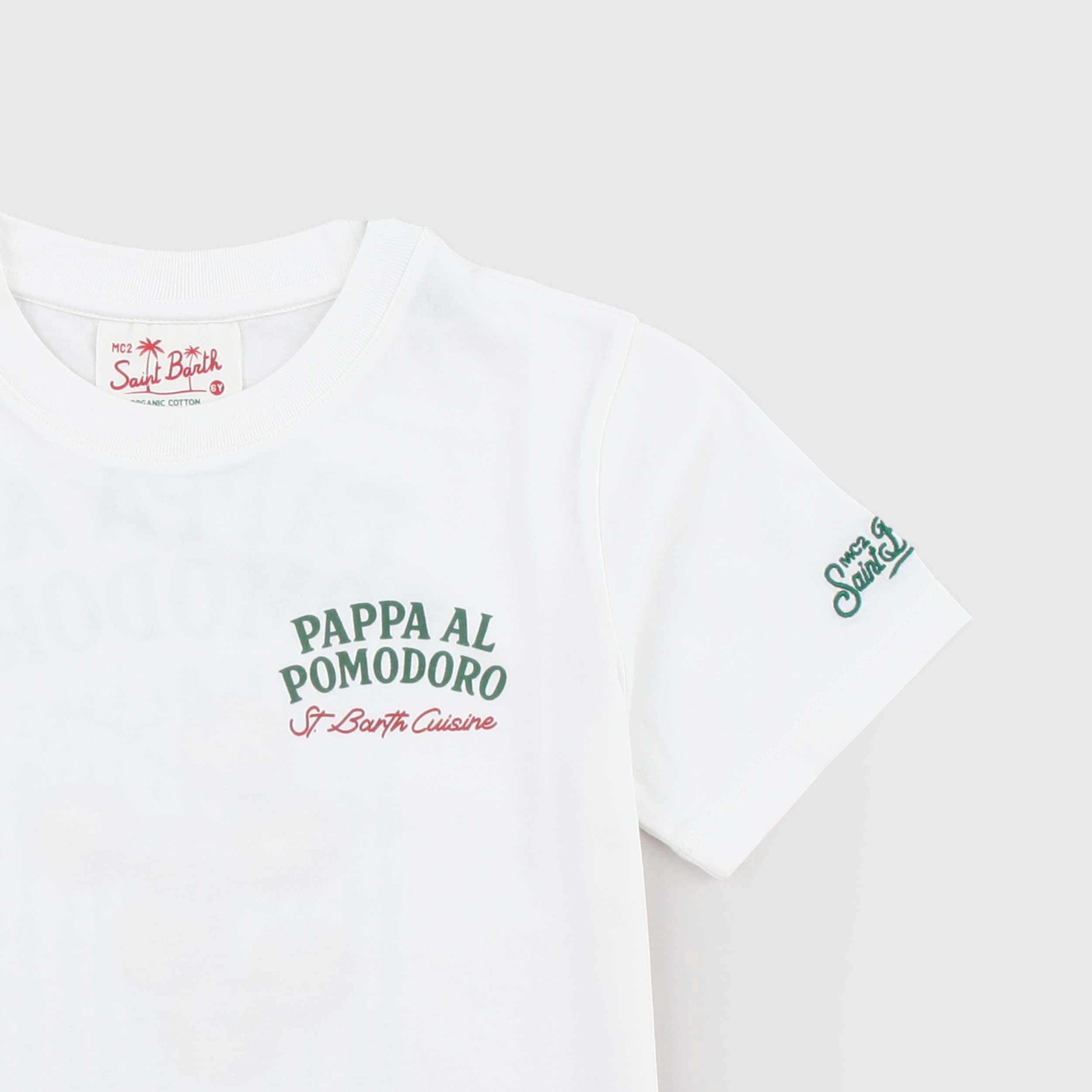 T-shirt Bianca con Stampa Verde Firmata MC2 SAINT BARTH