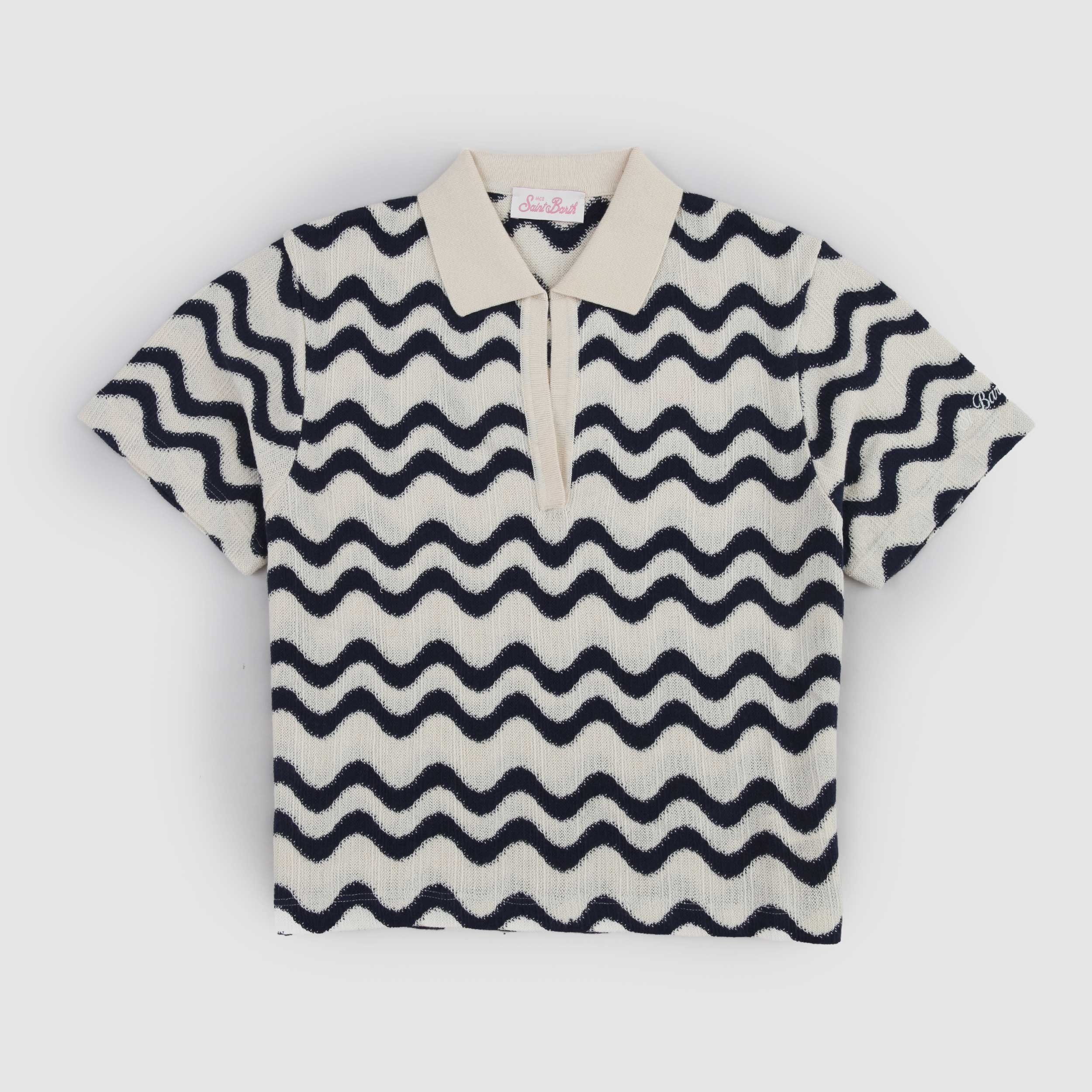 Polo Beige e Blu Firmata MC2 SAINT BARTH