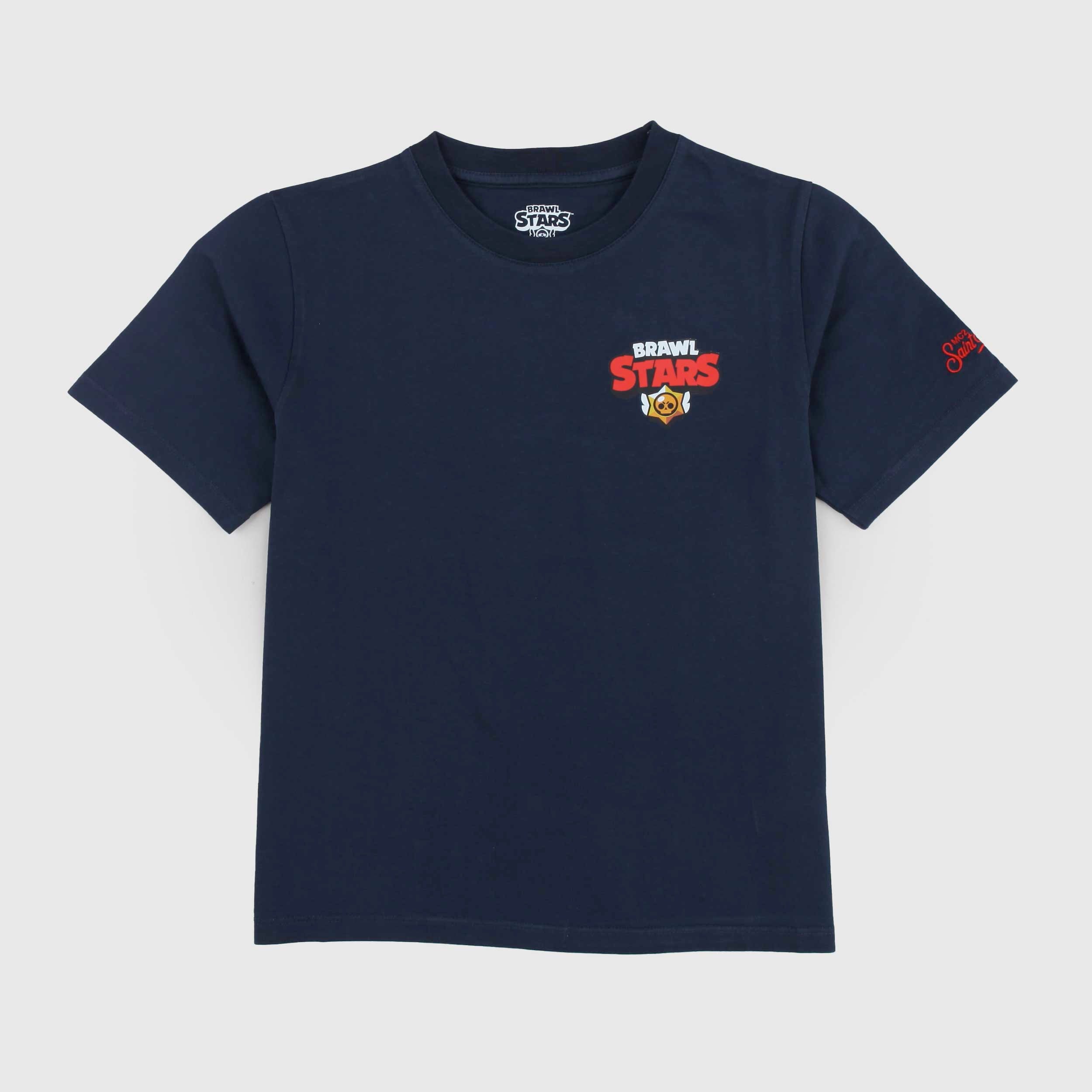 T-shirt Blu con Stampa e Scritta Colorata Firmata MC2 SAINT BARTH