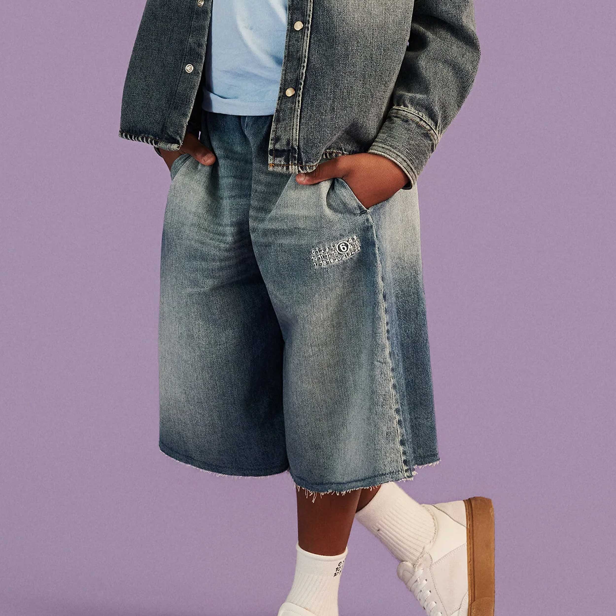 MM6 Wide Leg Denim Shorts