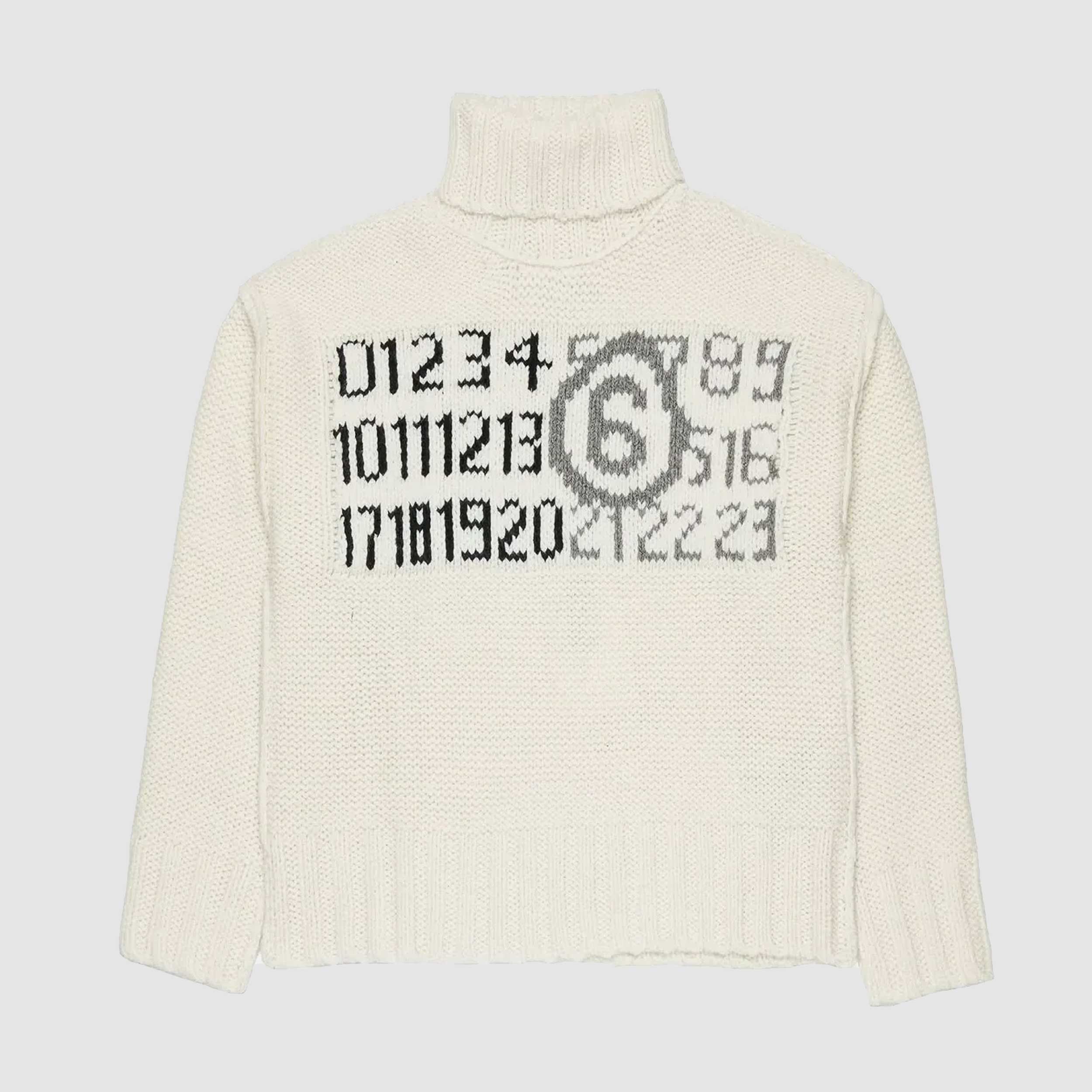 Color Latte Sweater with Numeric Logo for Girl by MM6