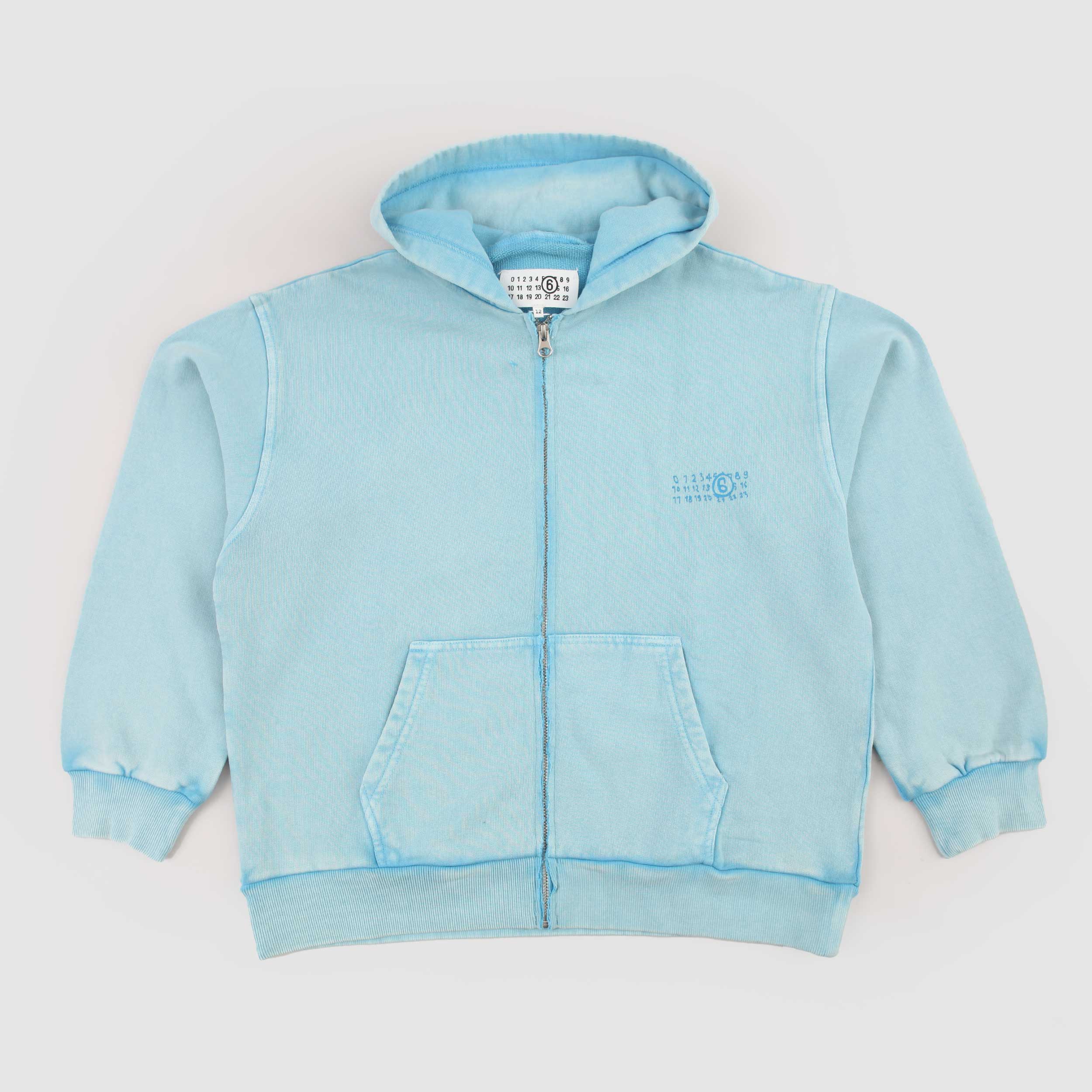Felpa Celeste con Cappuccio Firmata MM6