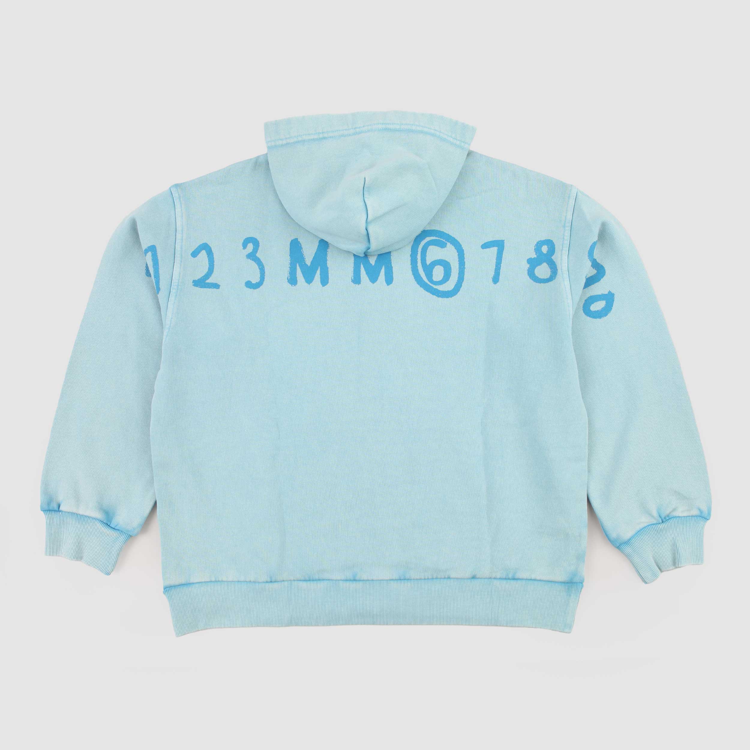 Felpa Celeste con Cappuccio Firmata MM6