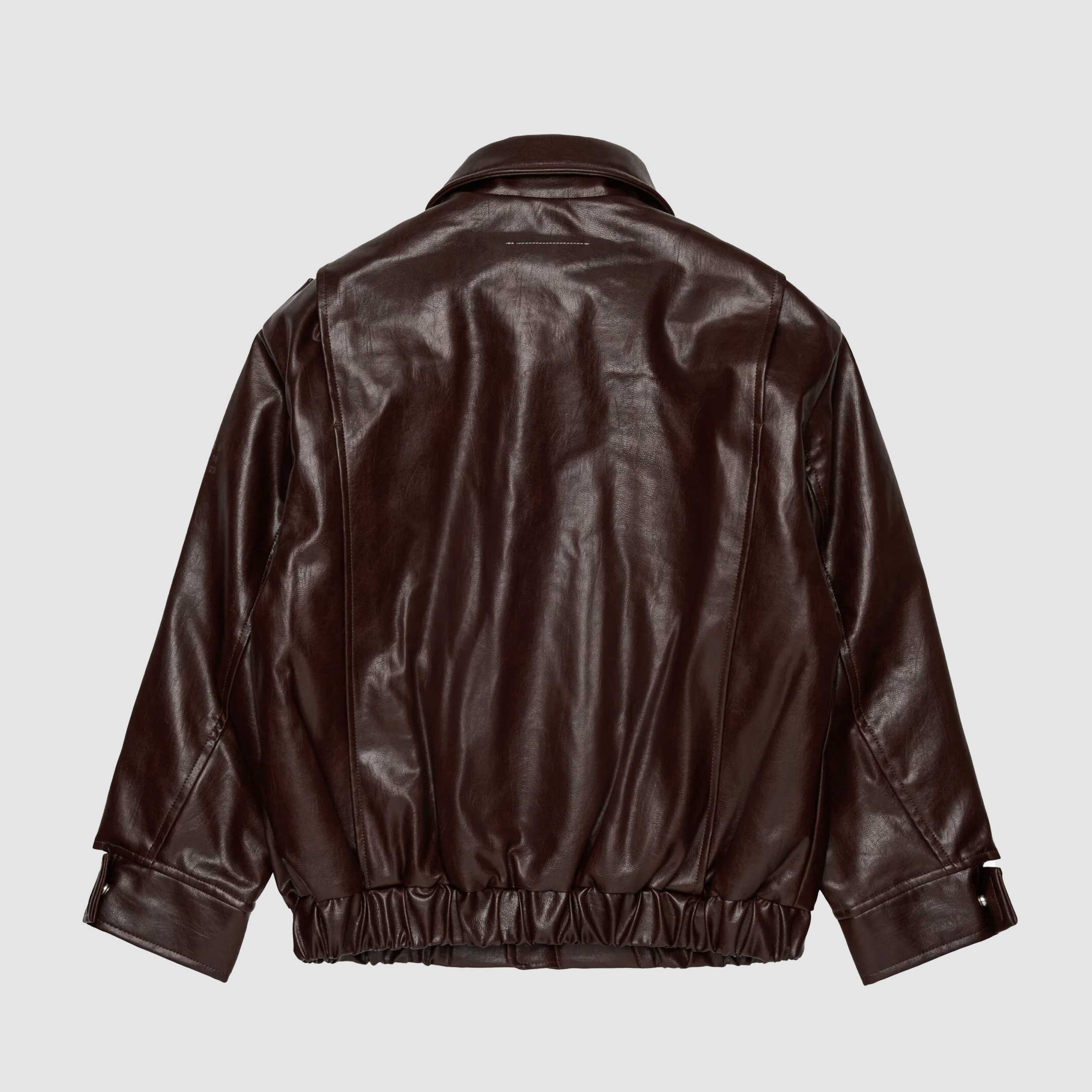 Giacca Biker Marrone in Tessuto Spalmato Firmata MM6