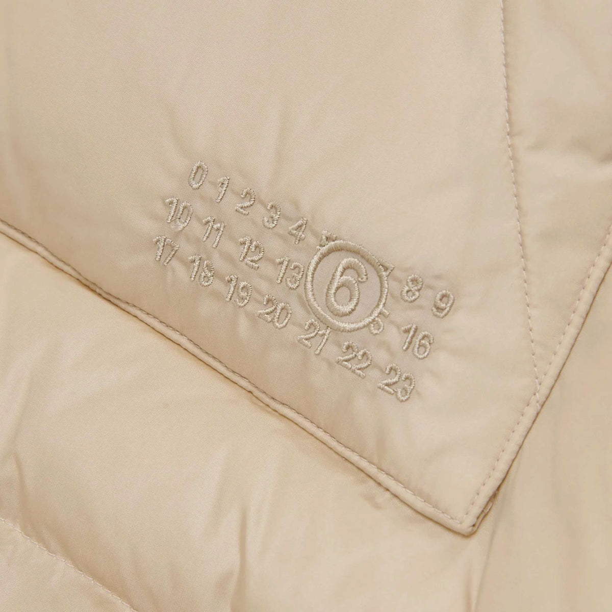 Beige Long Down Jacket with Removable Neck for Girls by MM6