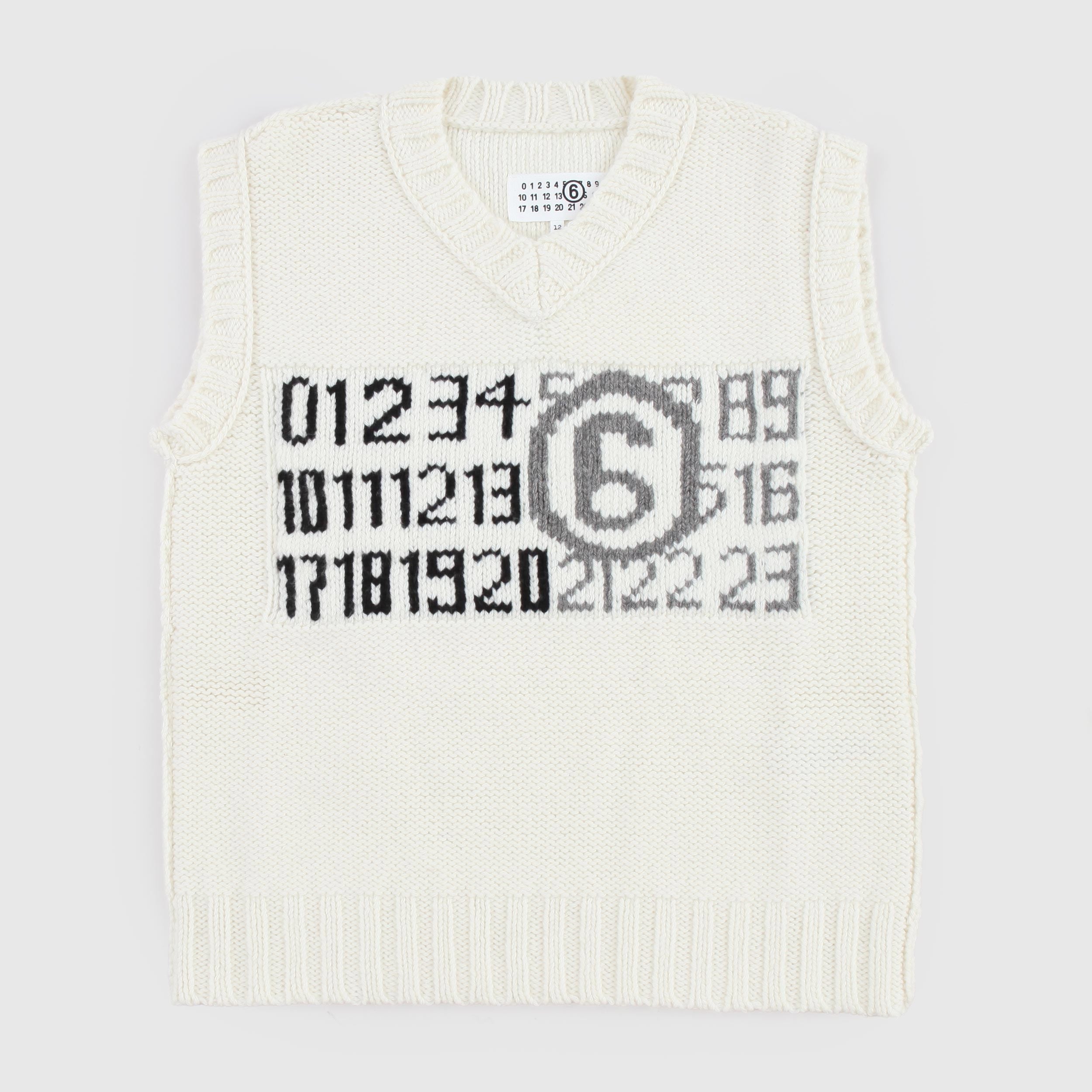 Gilet Panna con Scollo e Logo Numeric per Ragazza by MM6