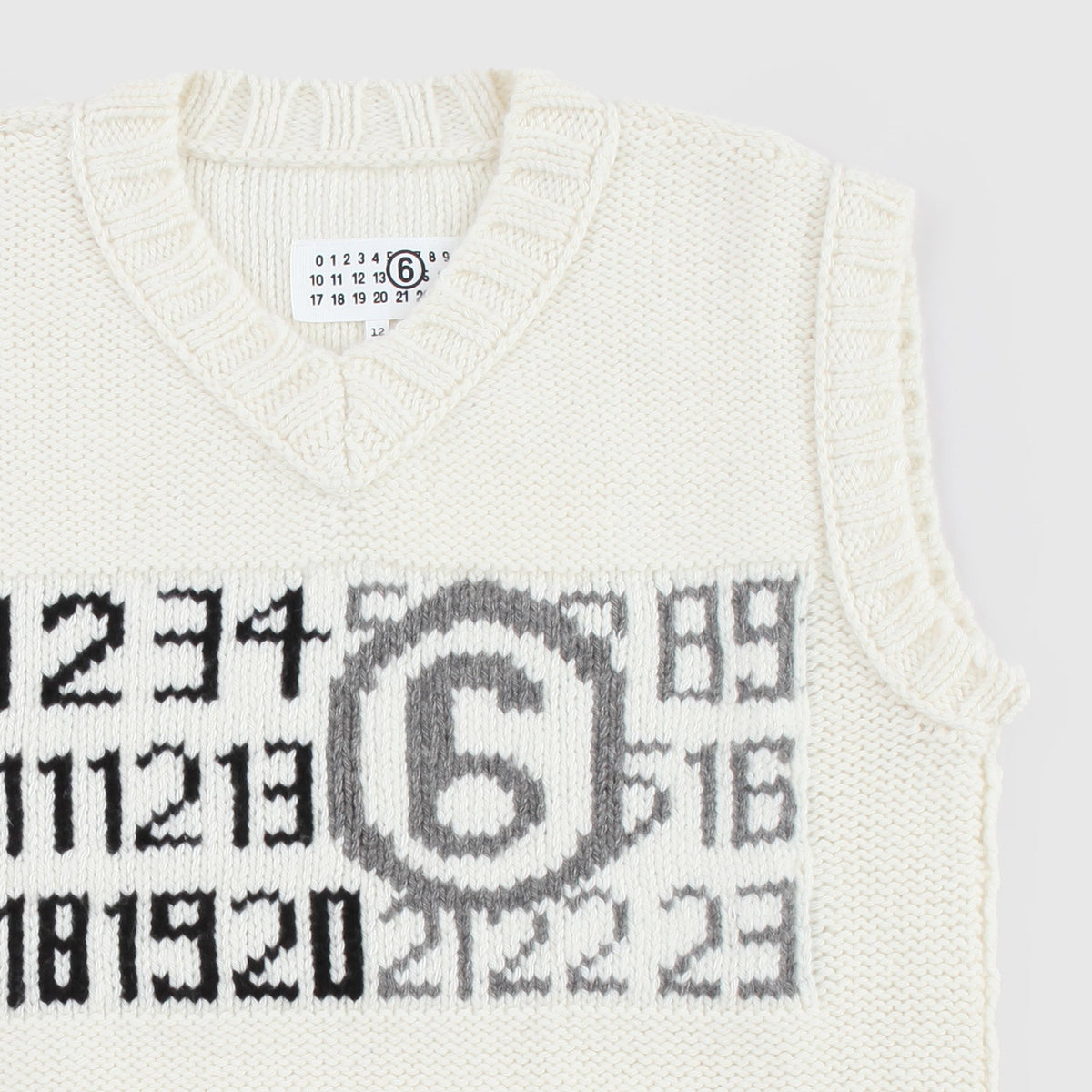 Gilet Panna con Scollo e Logo Numeric per Ragazza by MM6