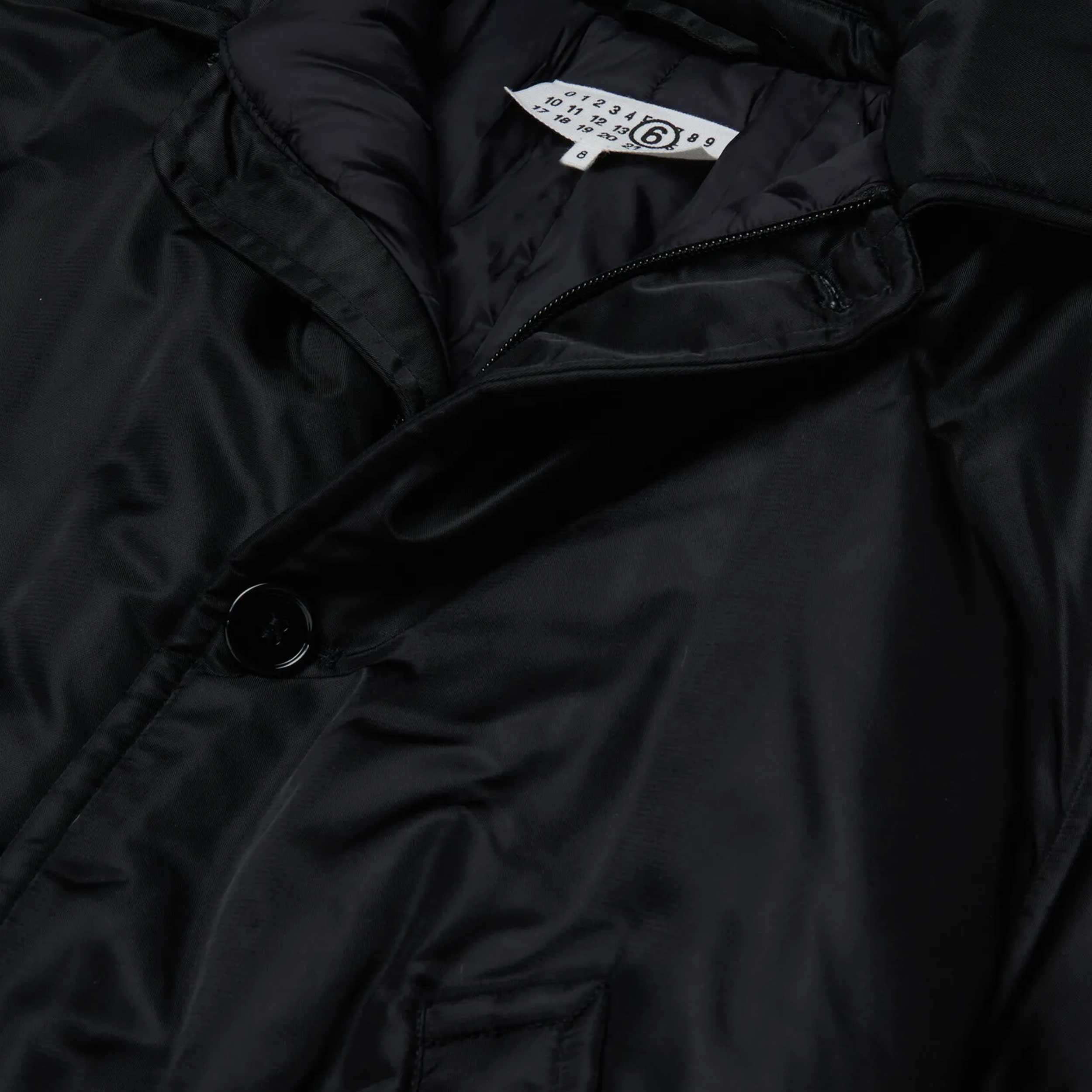 Black Padded Down Jacket for Girl Signed MM6