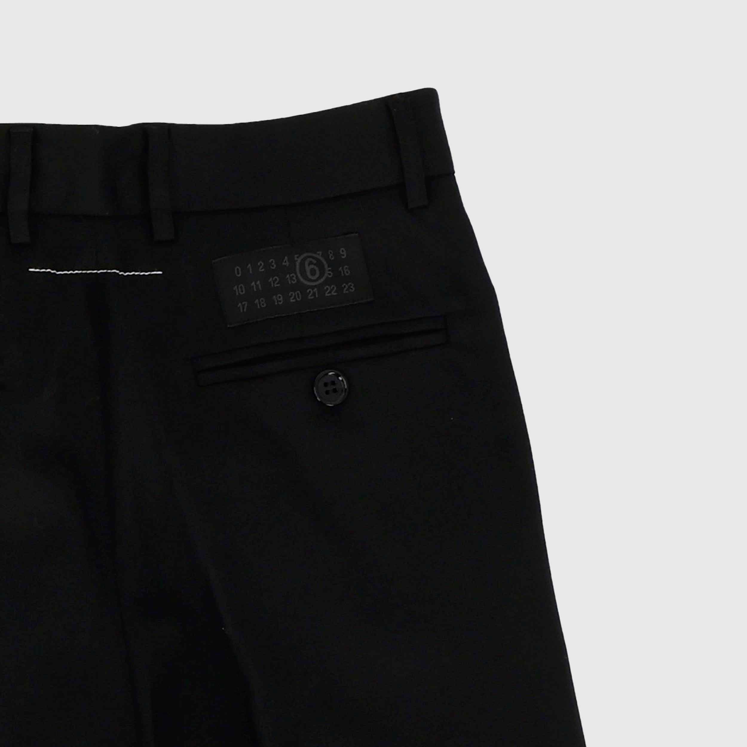 Black Trousers Wide Model with Drawstring Signed MM6