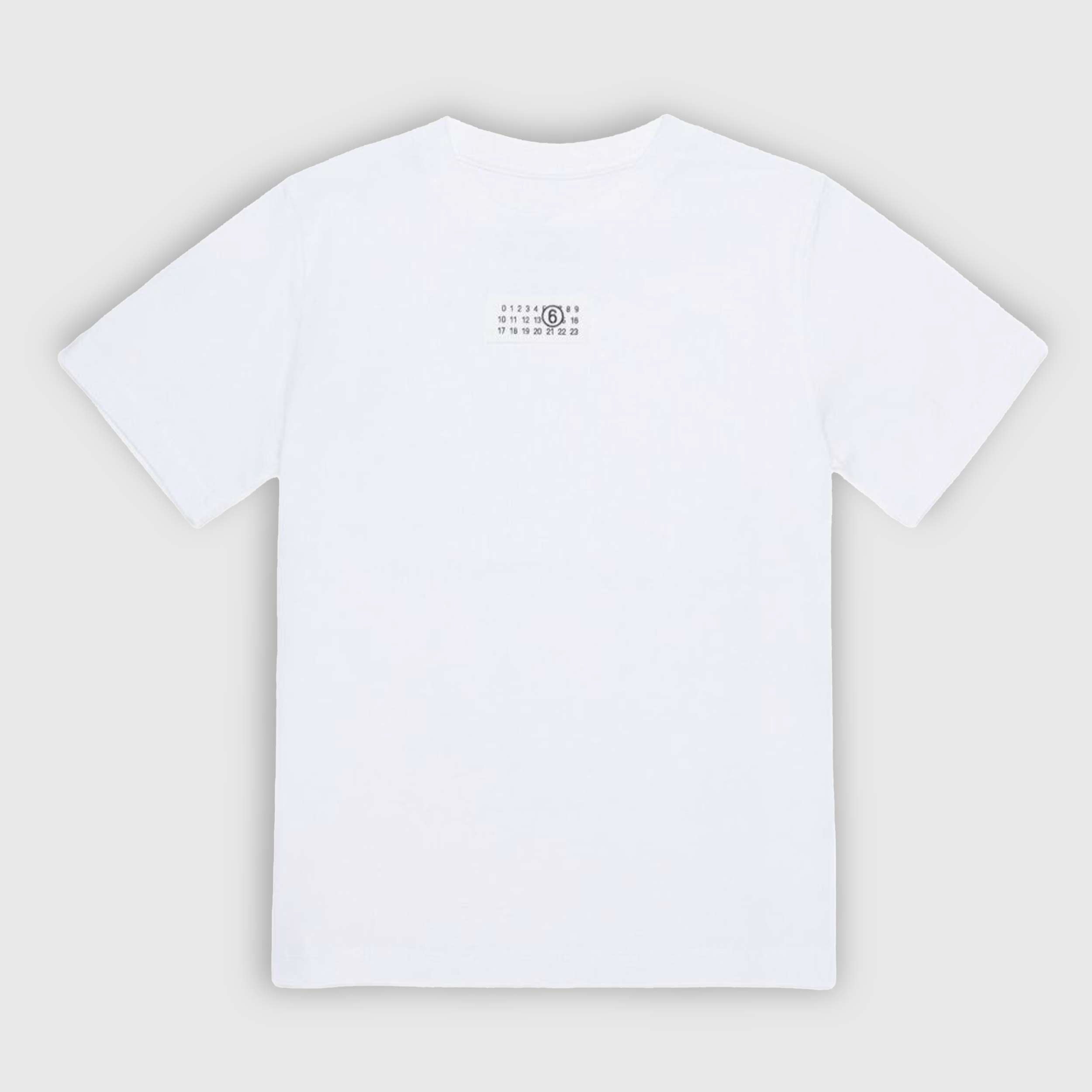 Maglietta Bianca Con Logo Iconico In Contrasto Firmata MM6