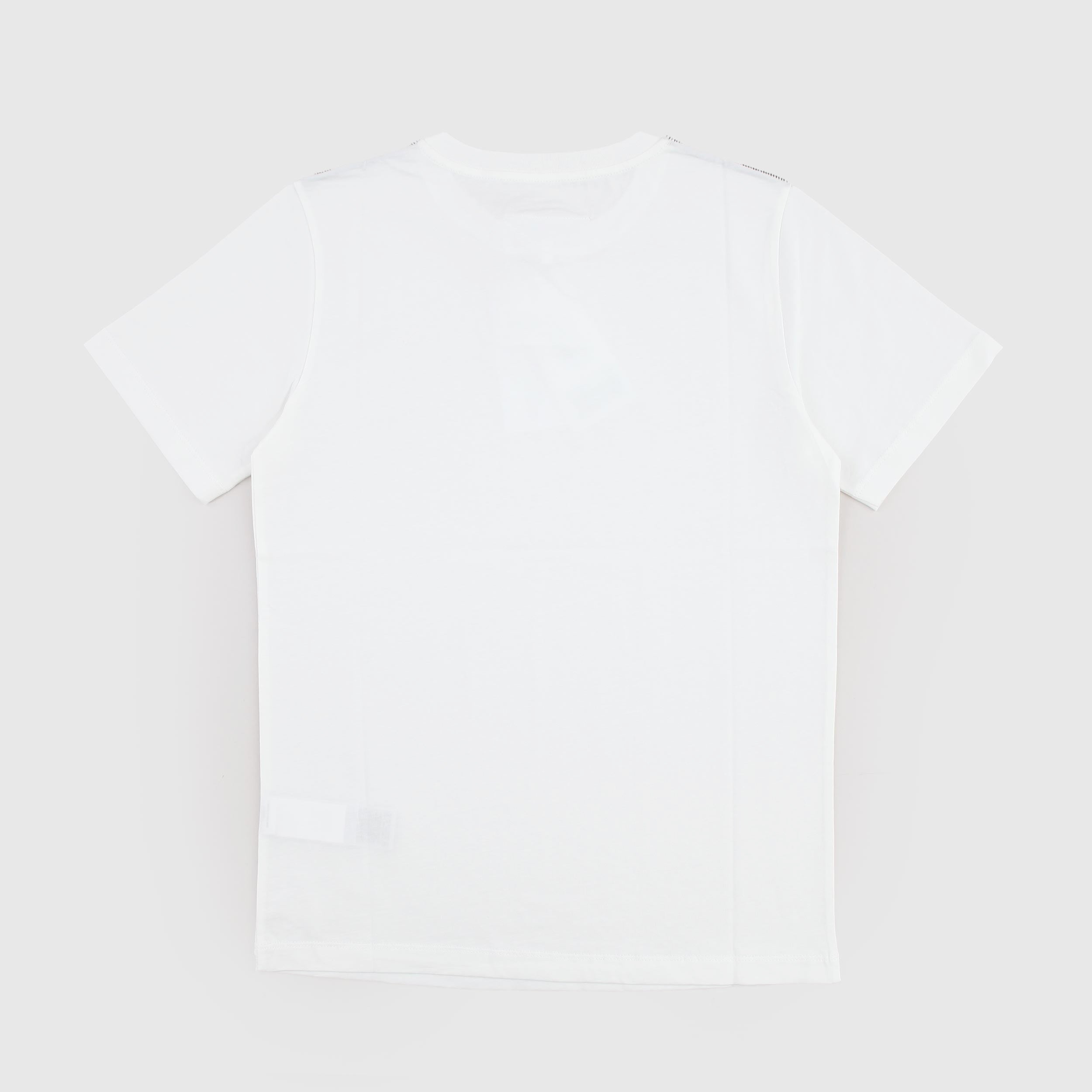 T-shirt Bianca Girocollo con Impunture e Targhetta Firmata MM6