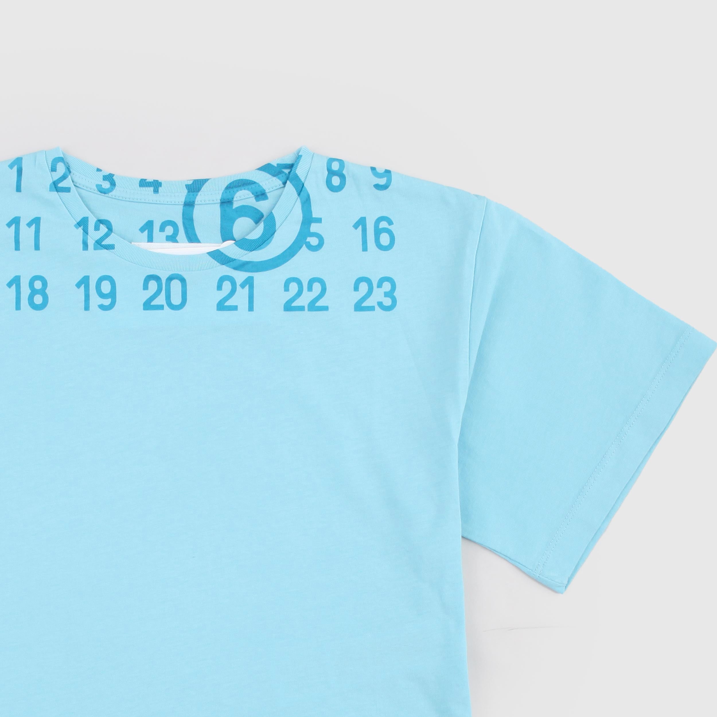 T-shirt Celeste Modello Scatoletta Firmata MM6