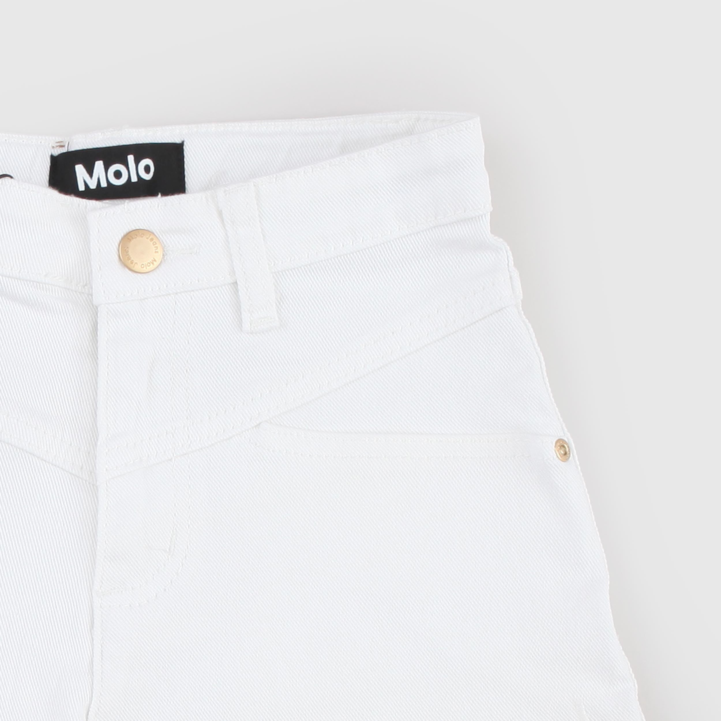White Shorts with Perforated Embroidery by MOLO