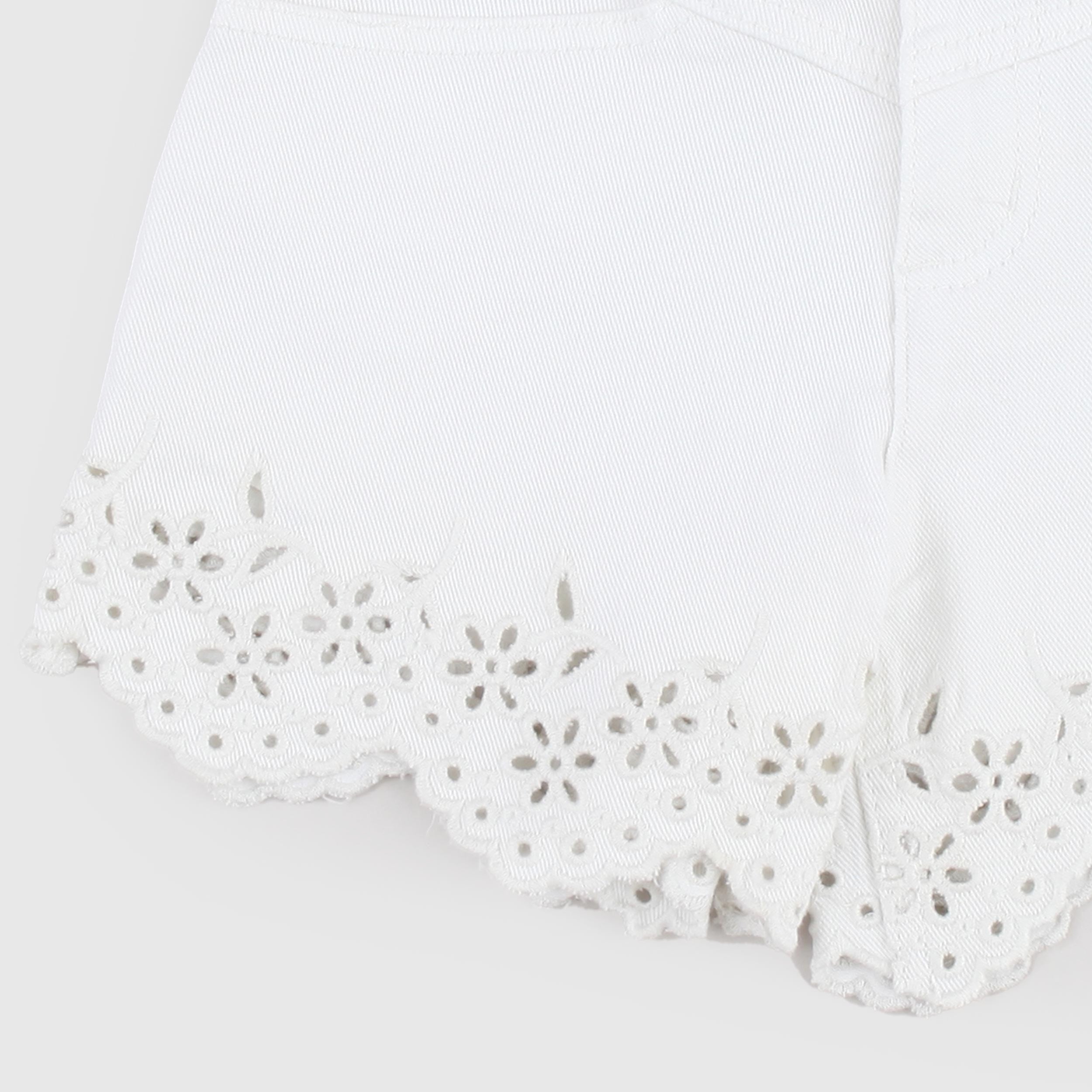 White Shorts with Perforated Embroidery by MOLO