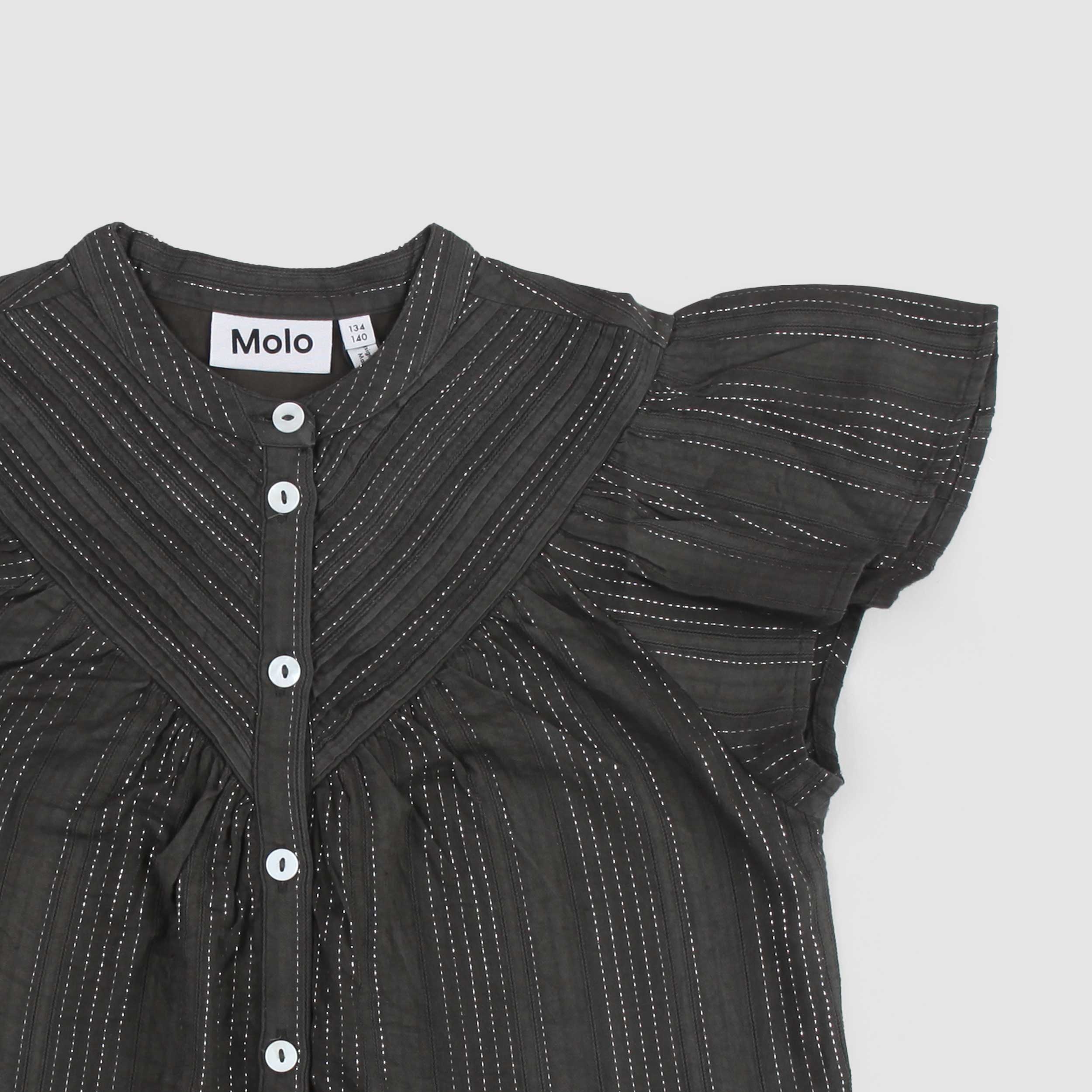 Black Shirt with Mother-of-Pearl Buttons by MOLO