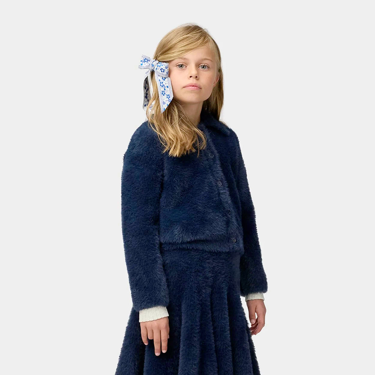 Blue Synthetic Fur Cardigan for Girl by MOLO
