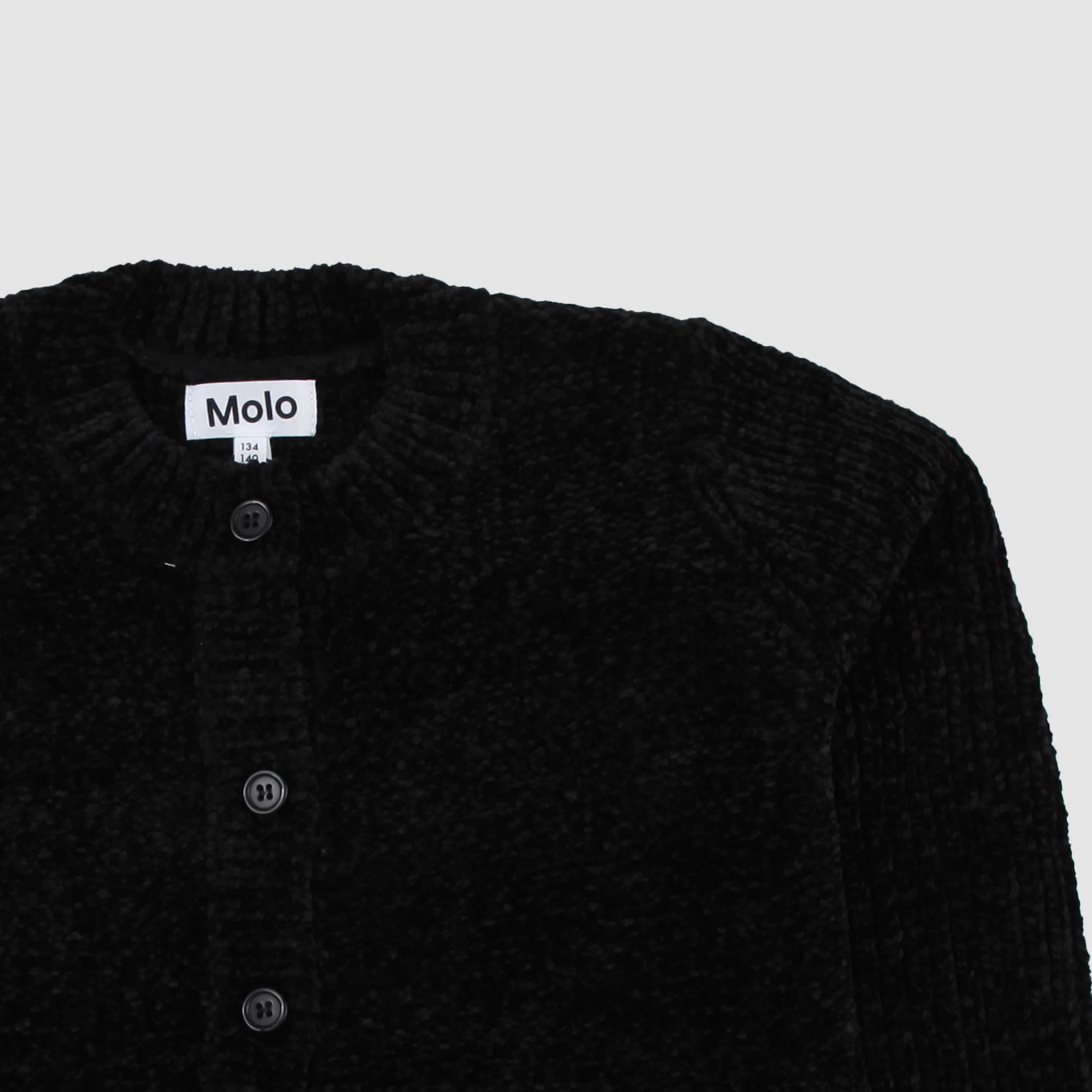 Black Chenille Cardigan for Girl signed MOLO