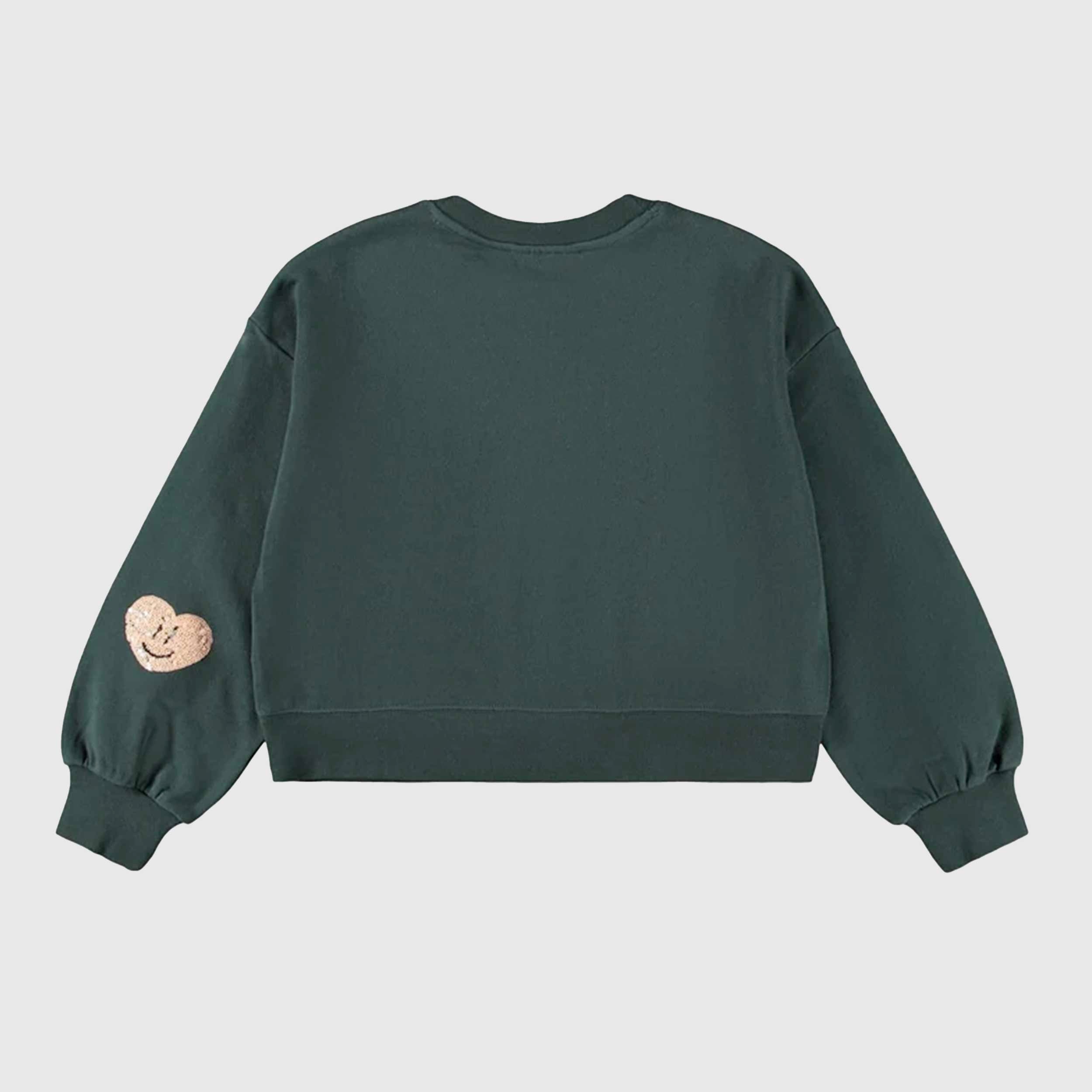 Green Cotton Sweatshirt with Sequins for Girl by MOLO