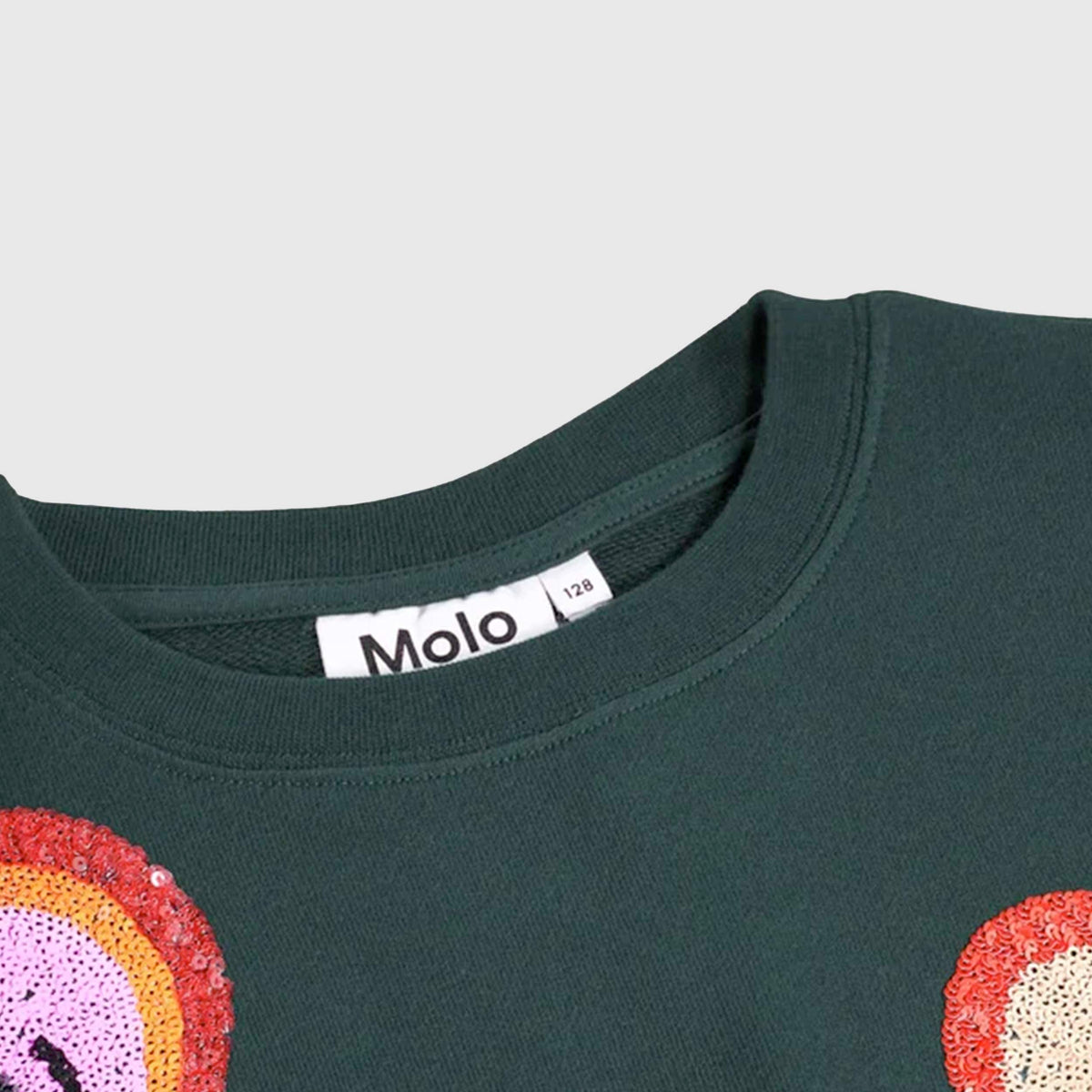 Green Cotton Sweatshirt with Sequins for Girl by MOLO