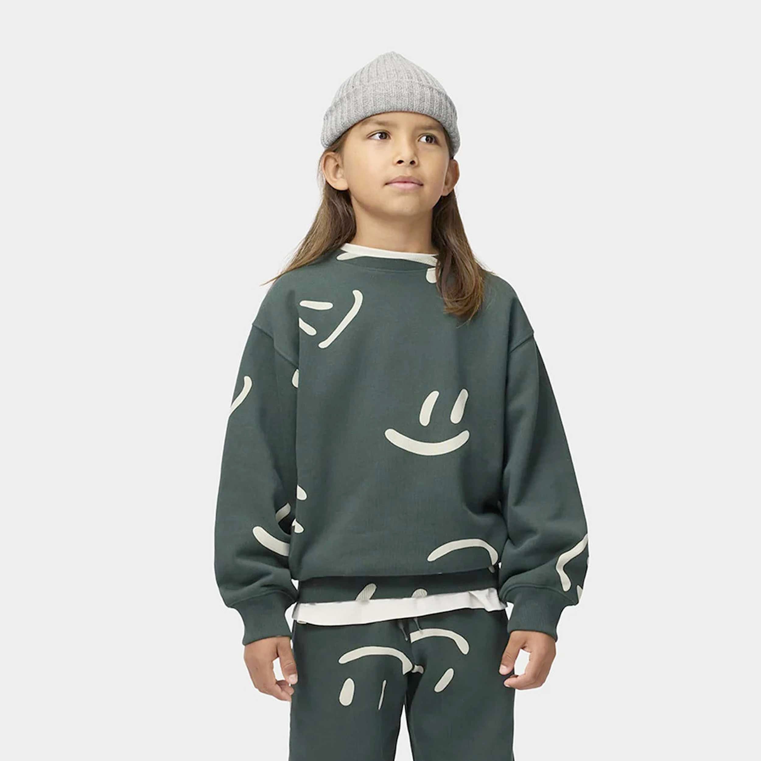 Green Sweatshirt with Smile Print for Baby by MOLO