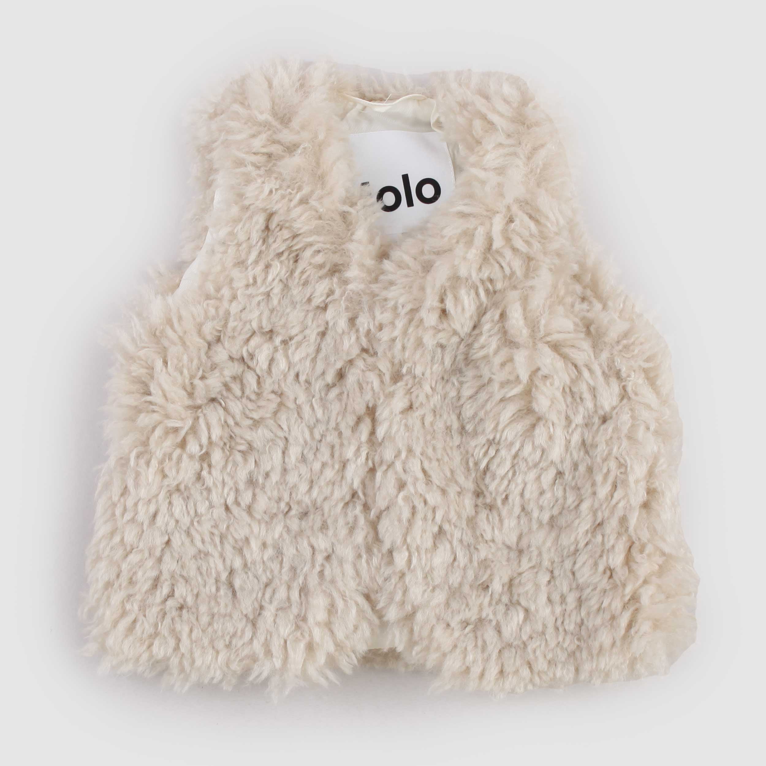Beige Faux Shearling Vest for Kids by MOLO