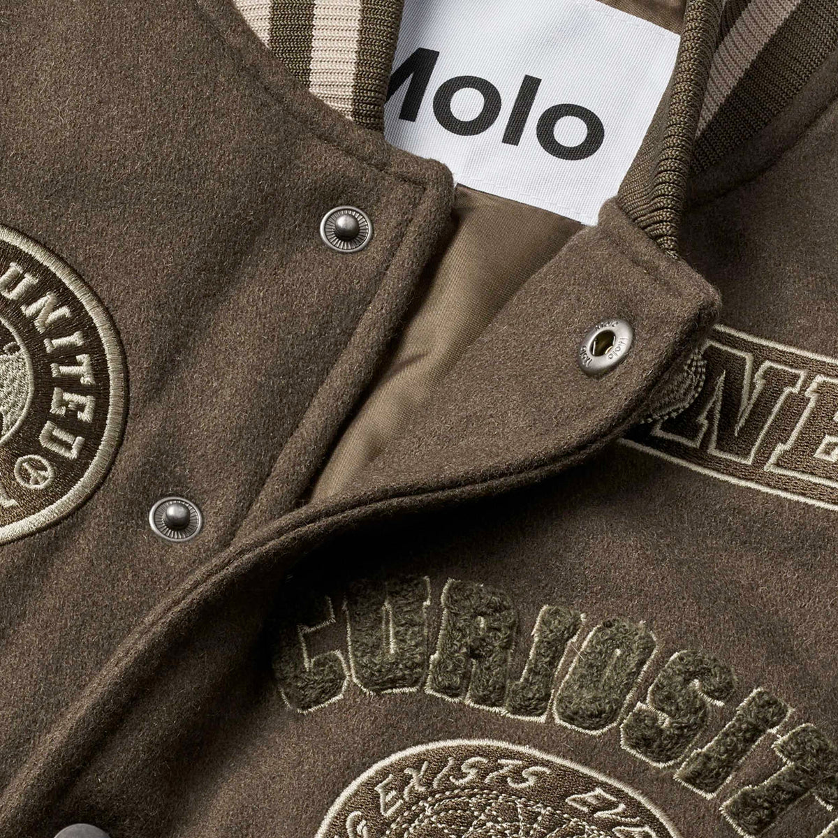 Brown Leather Faux Jacket with Patches for Kids by MOLO