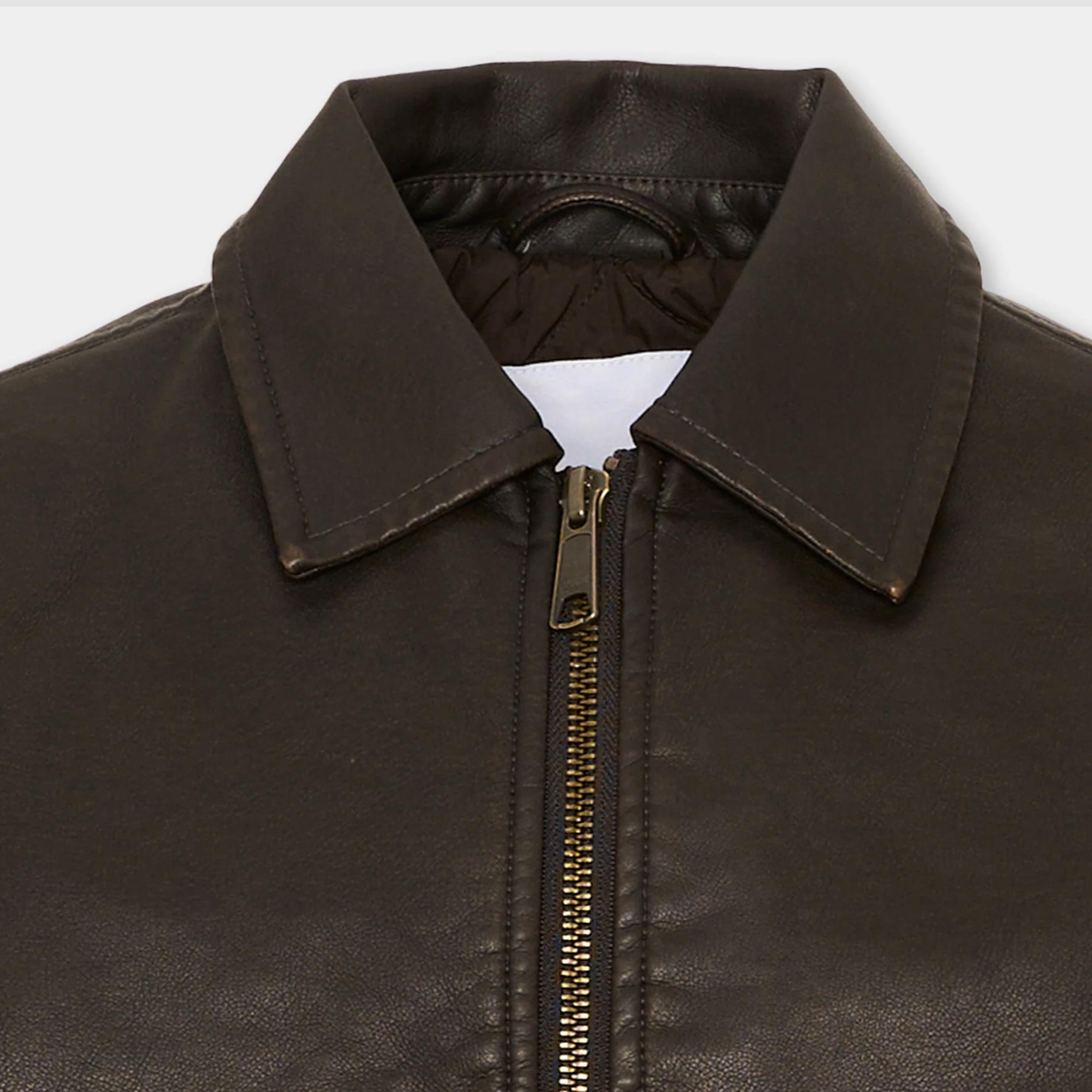 Giubbotto Bomber in Ecopelle Marrone By MOLO