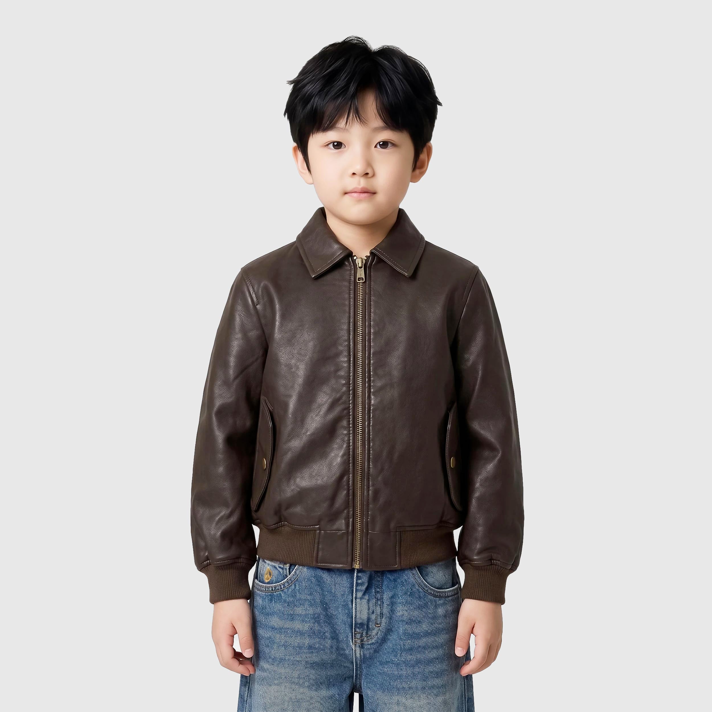 Giubbotto Bomber in Ecopelle Marrone By MOLO