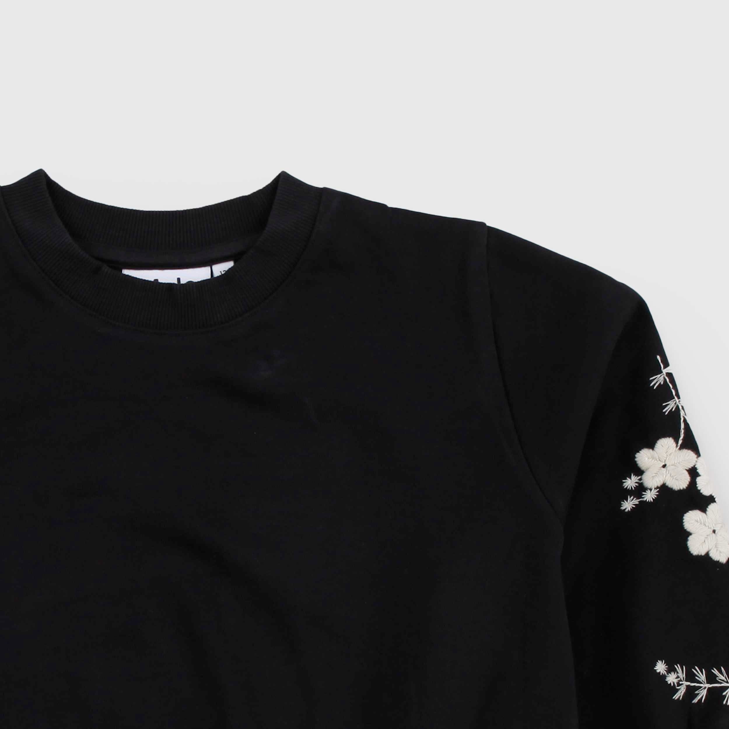 Black Crewneck Sweatshirt with Relief Embroidery Signed MOLO
