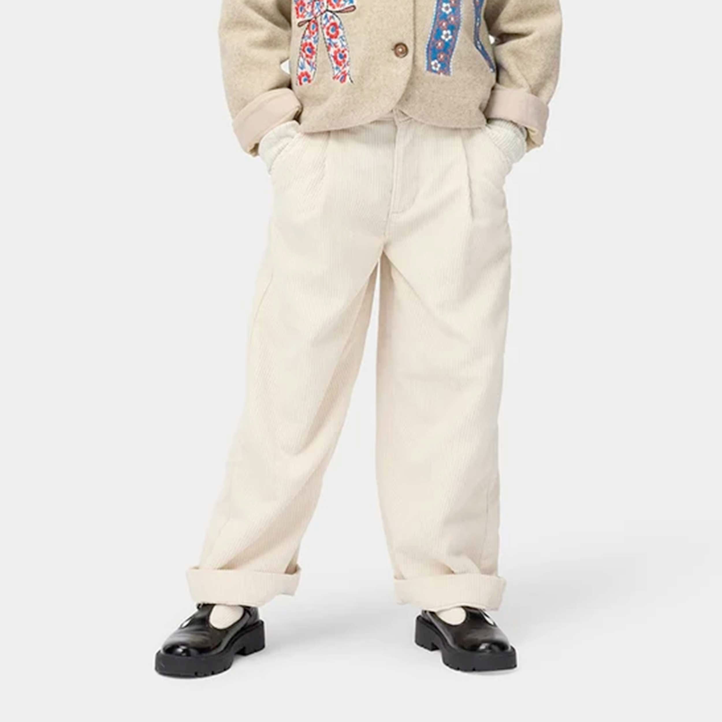 Beige Alaine Ribbed Velvet Trousers for Boys by MOLO