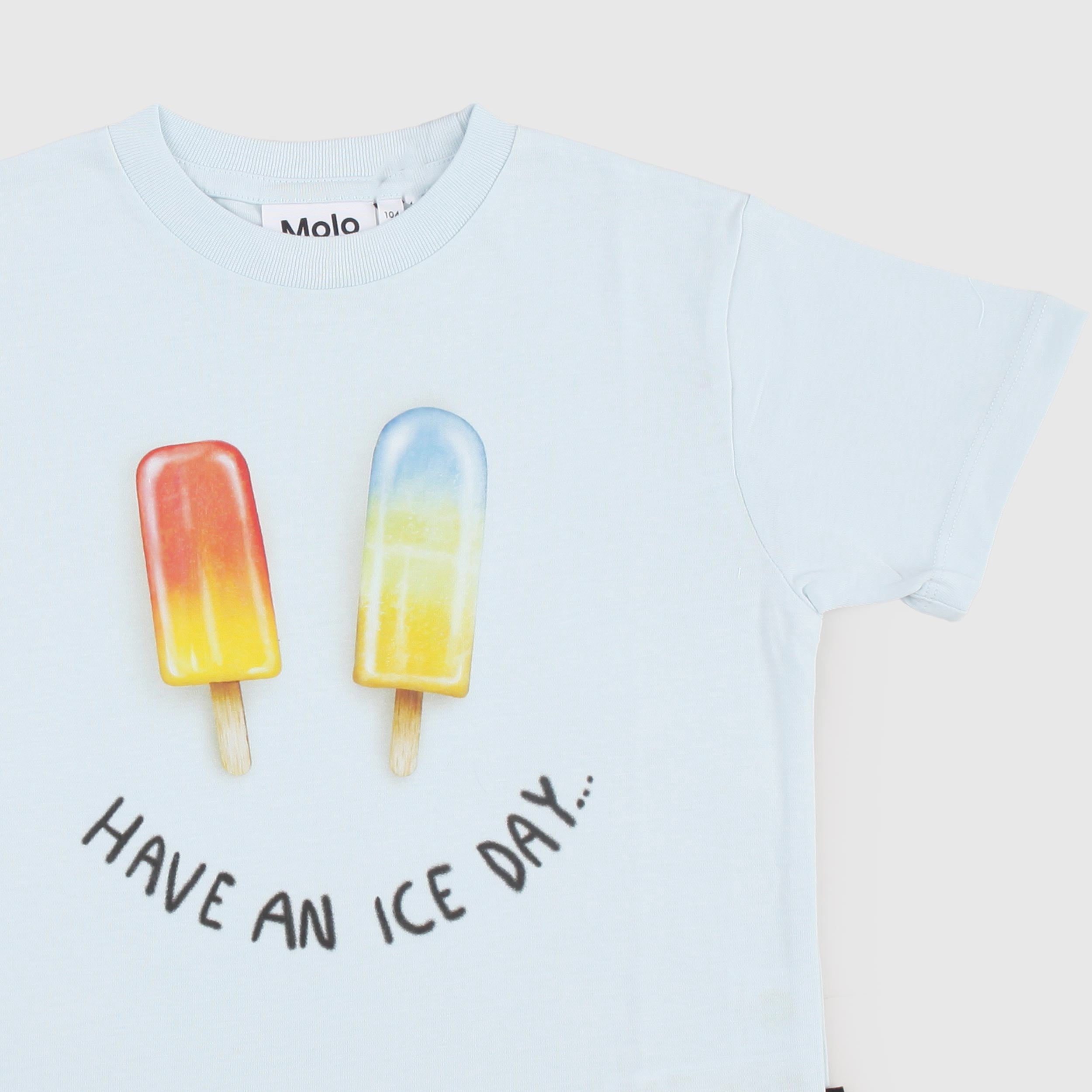 T-shirt Celeste con Stampa Colorata Firmata MOLO