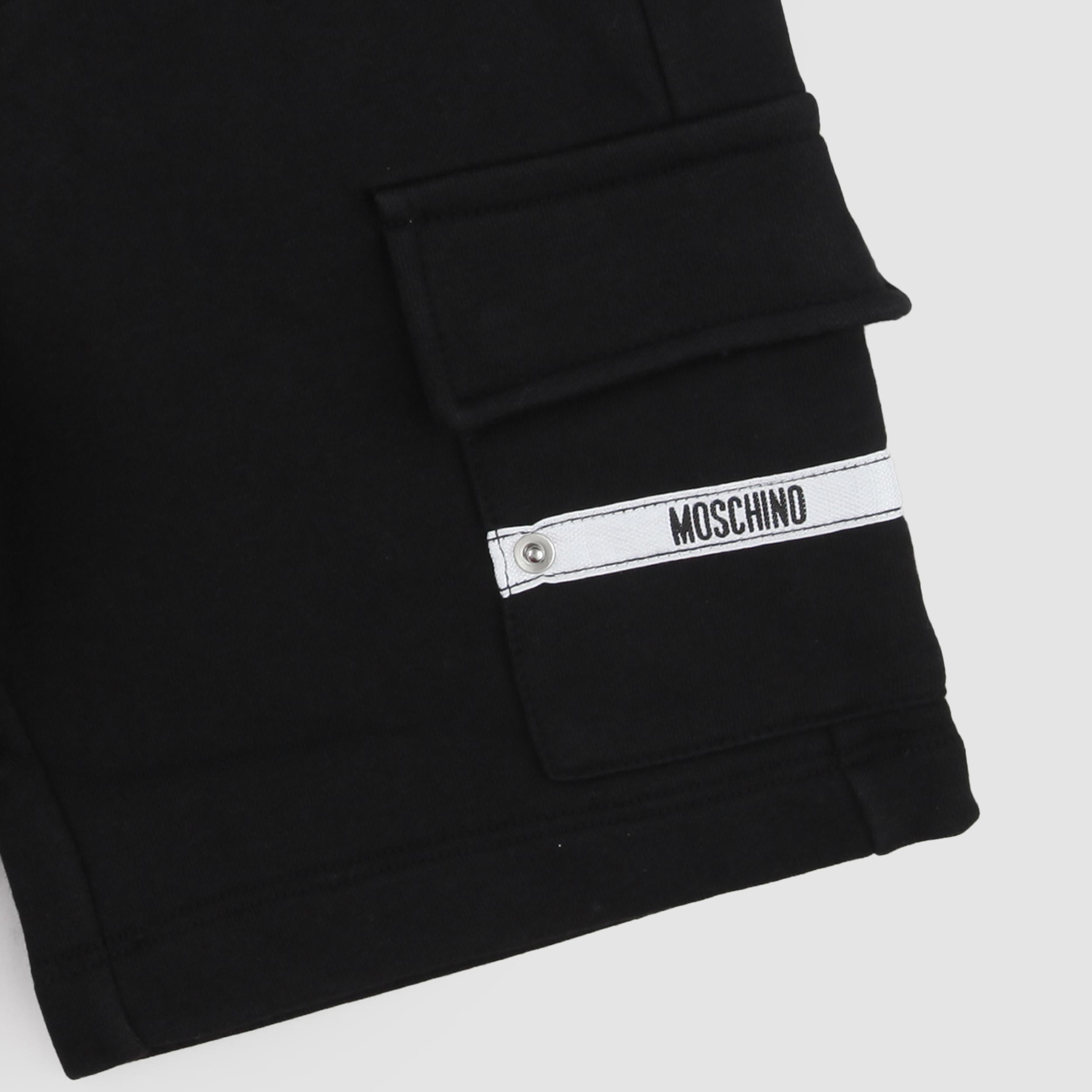 Bermuda Nero con Tasche Laterali Firmato MOSCHINO