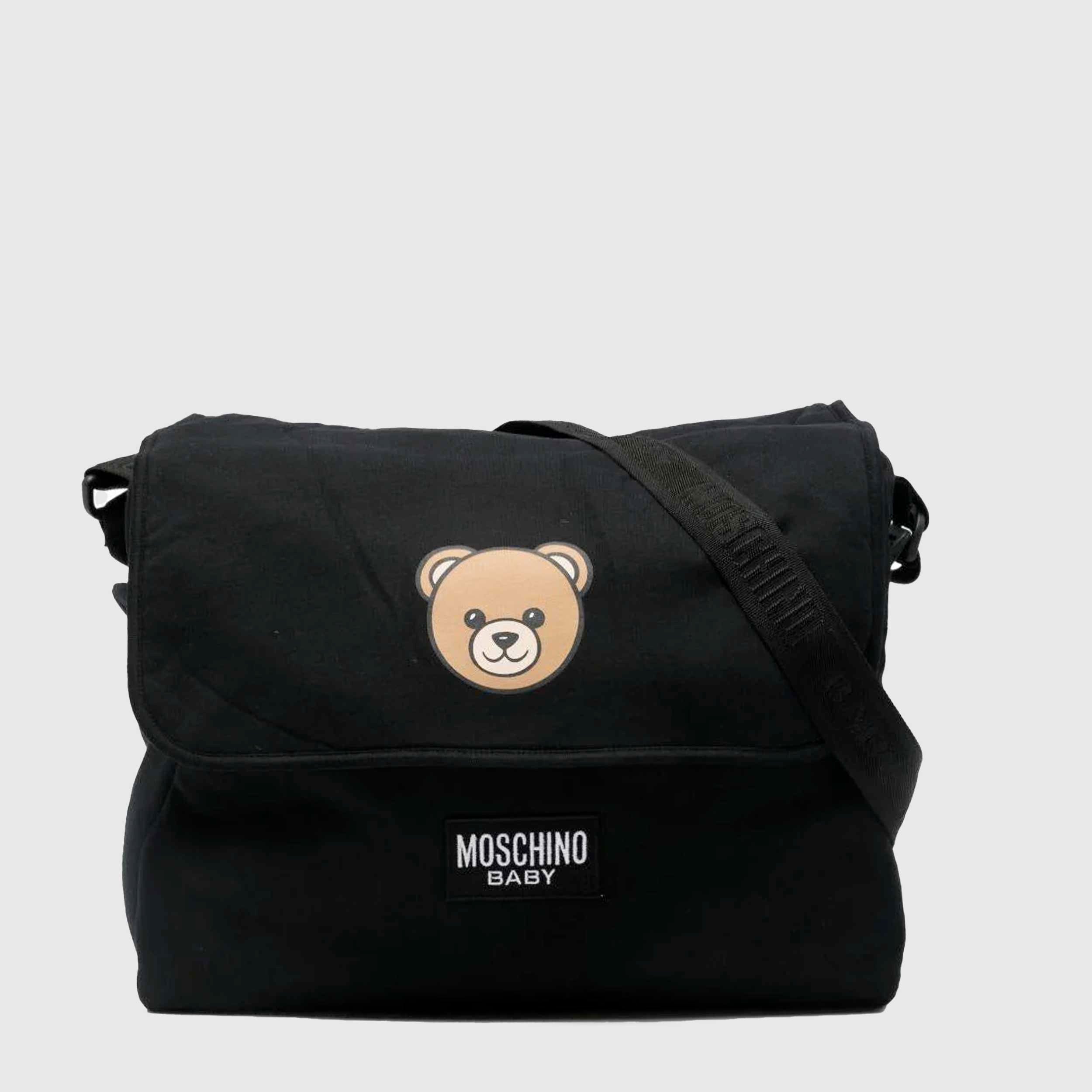 Borsa Mamma Nera con Stampa Teddy Firmata MOSCHINO