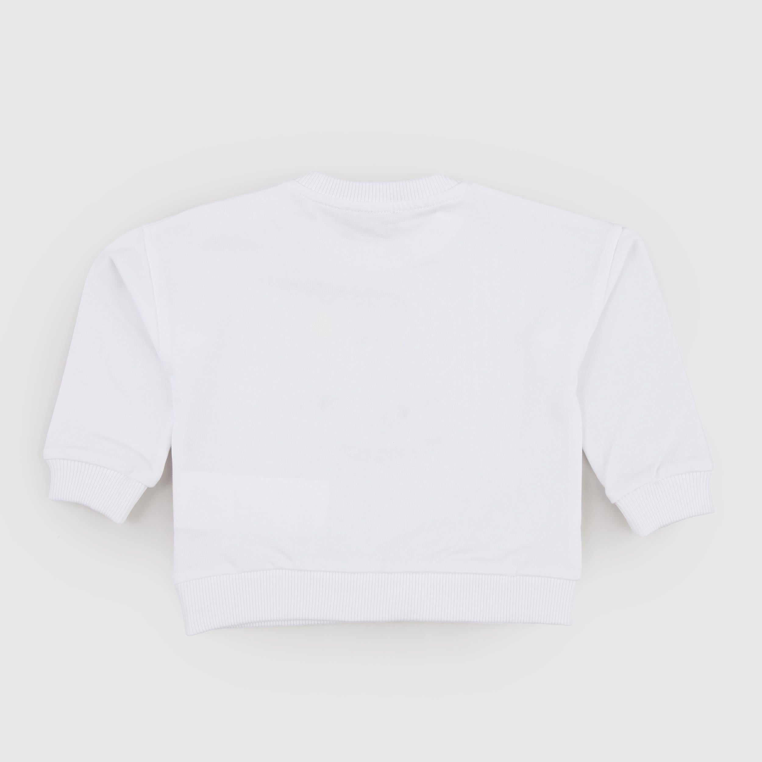 Felpa Bianca Girocollo a Coste Firmata MOSCHINO