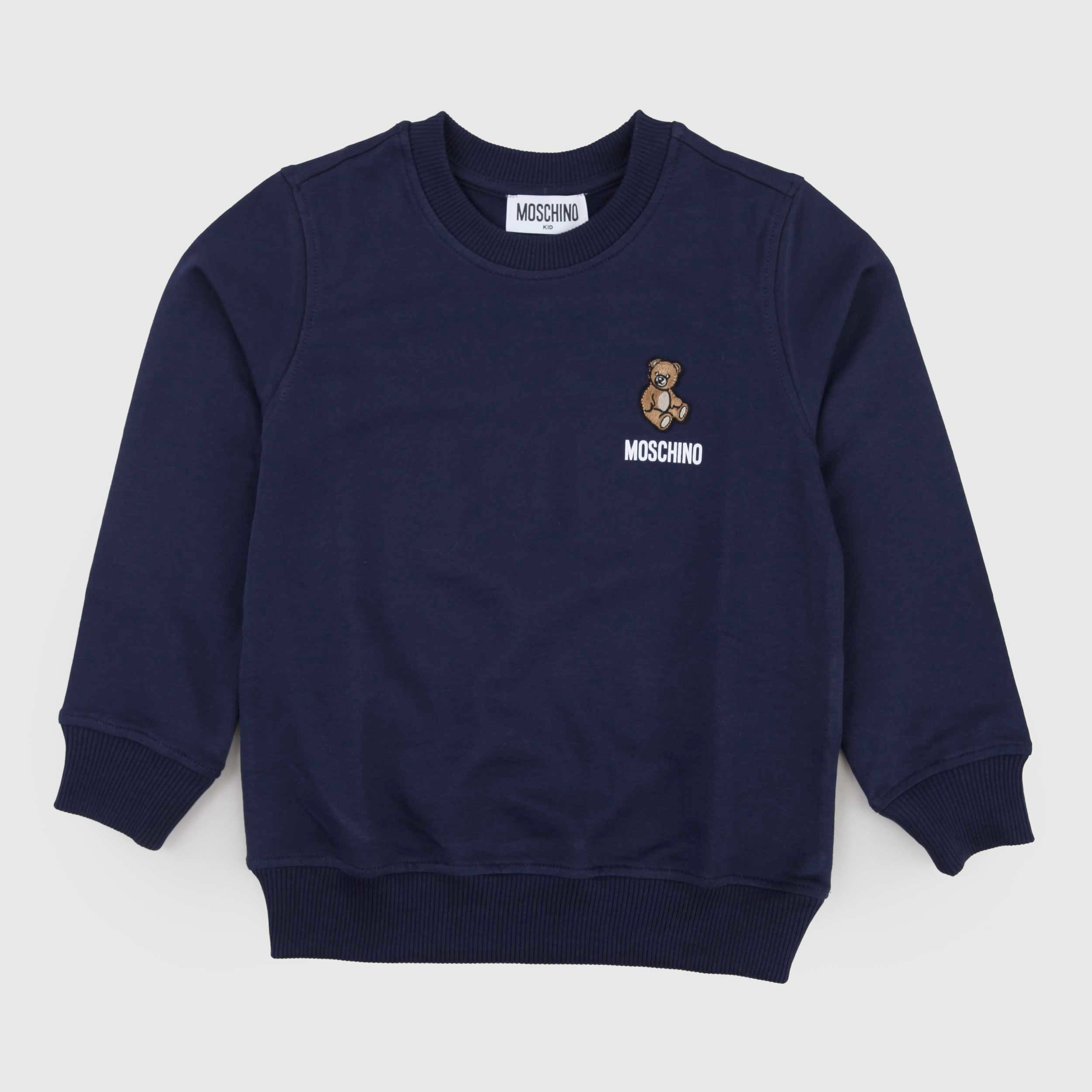 Felpa Blu con Iconico Teddy Firmata MOSCHINO