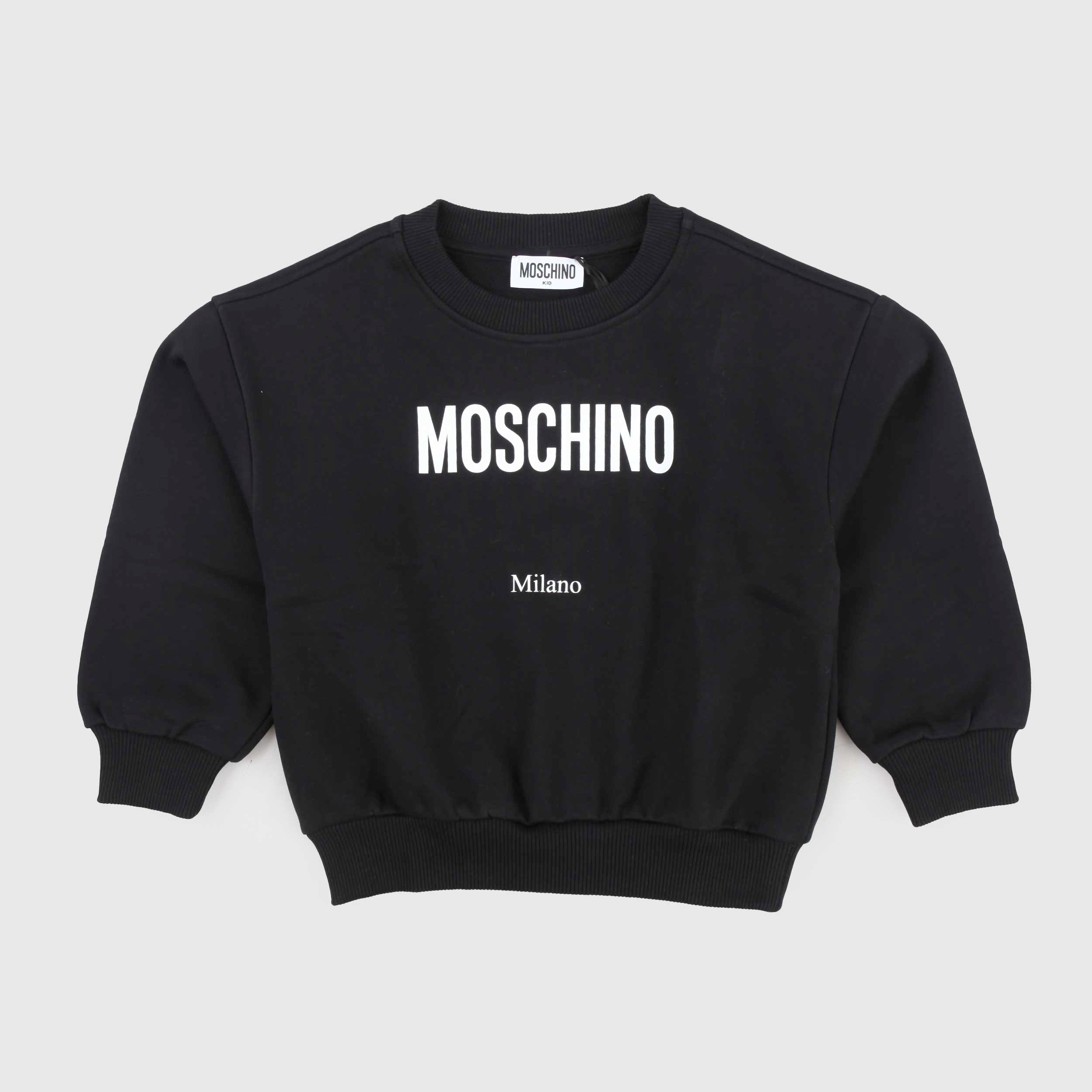 Felpa Nera con Stampa a Contrasto Firmata MOSCHINO