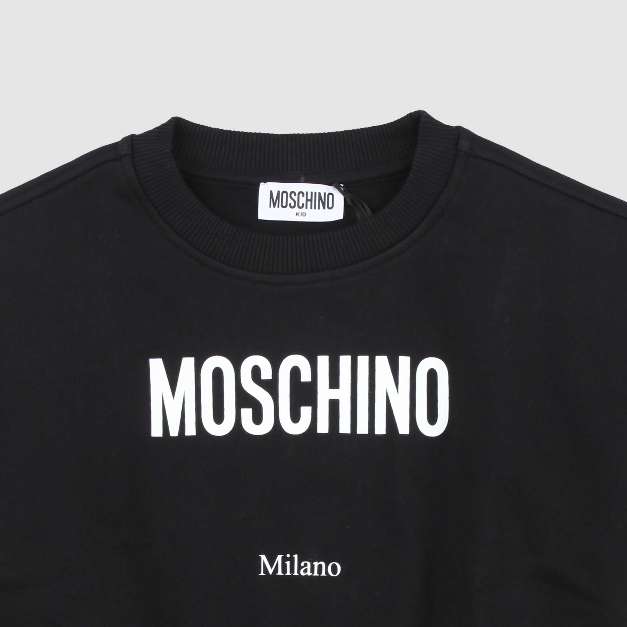 Felpa Nera con Stampa a Contrasto Firmata MOSCHINO