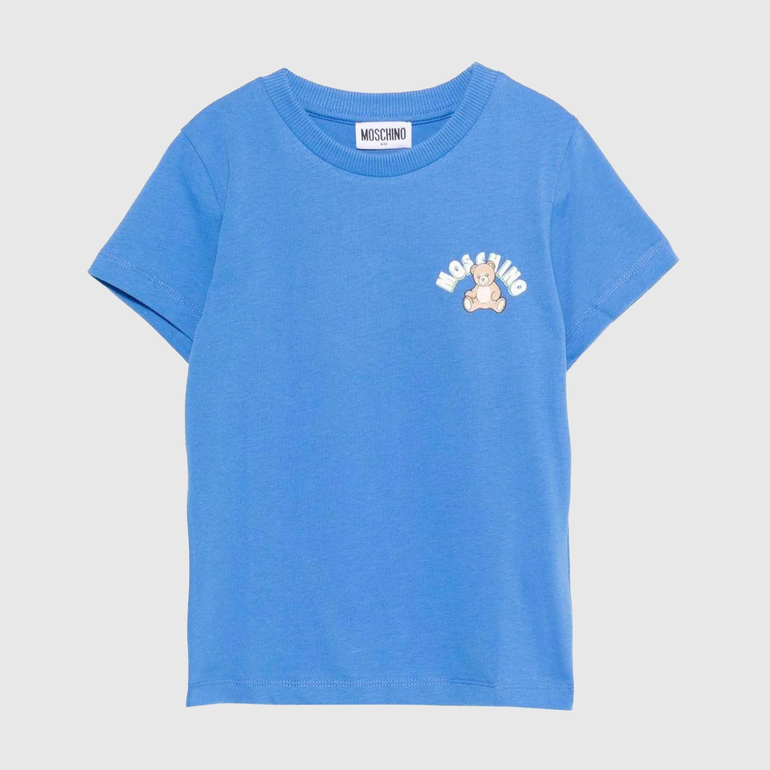 T-shirt Azzurra Girocollo Firmata MOSCHINO