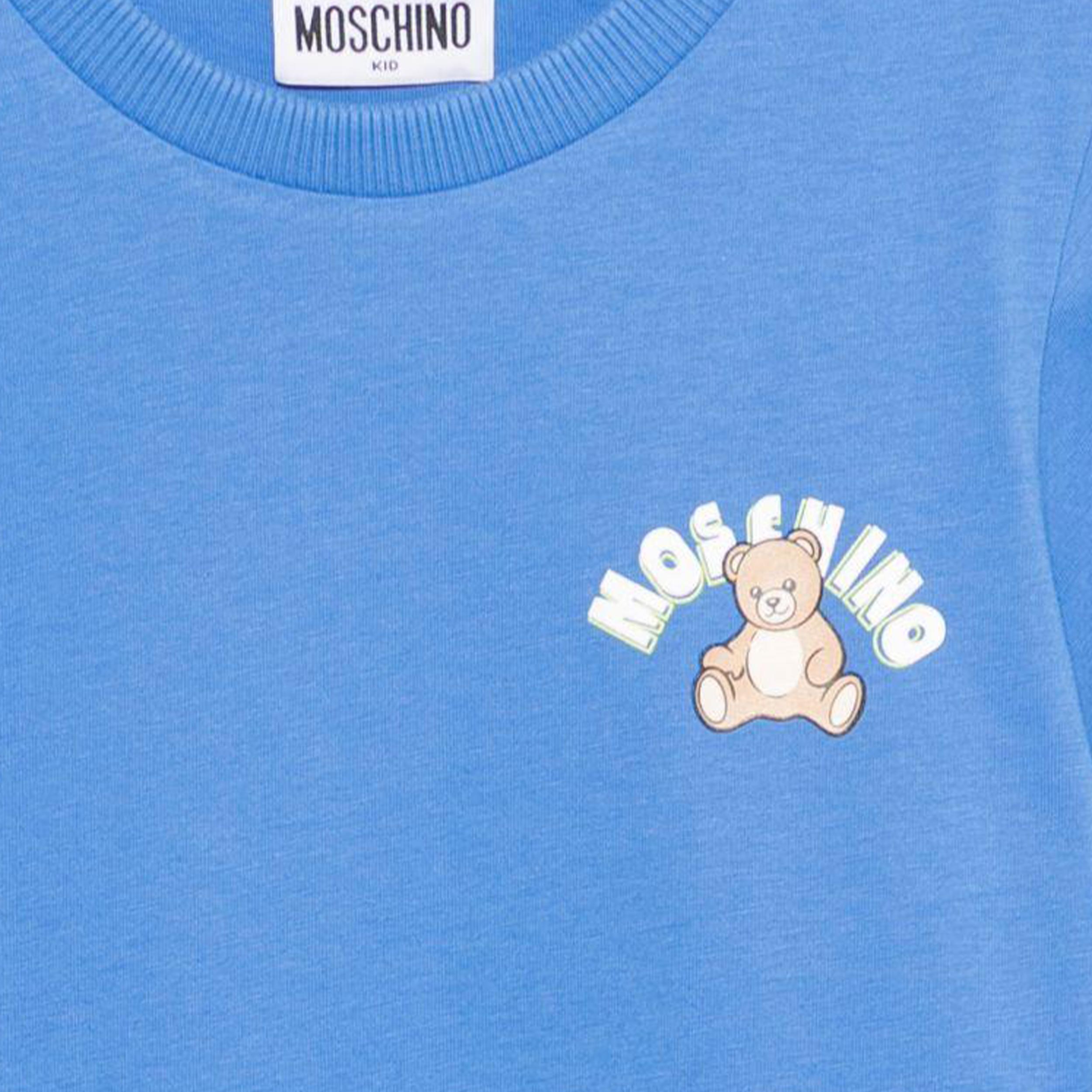 T-shirt Azzurra Girocollo Firmata MOSCHINO