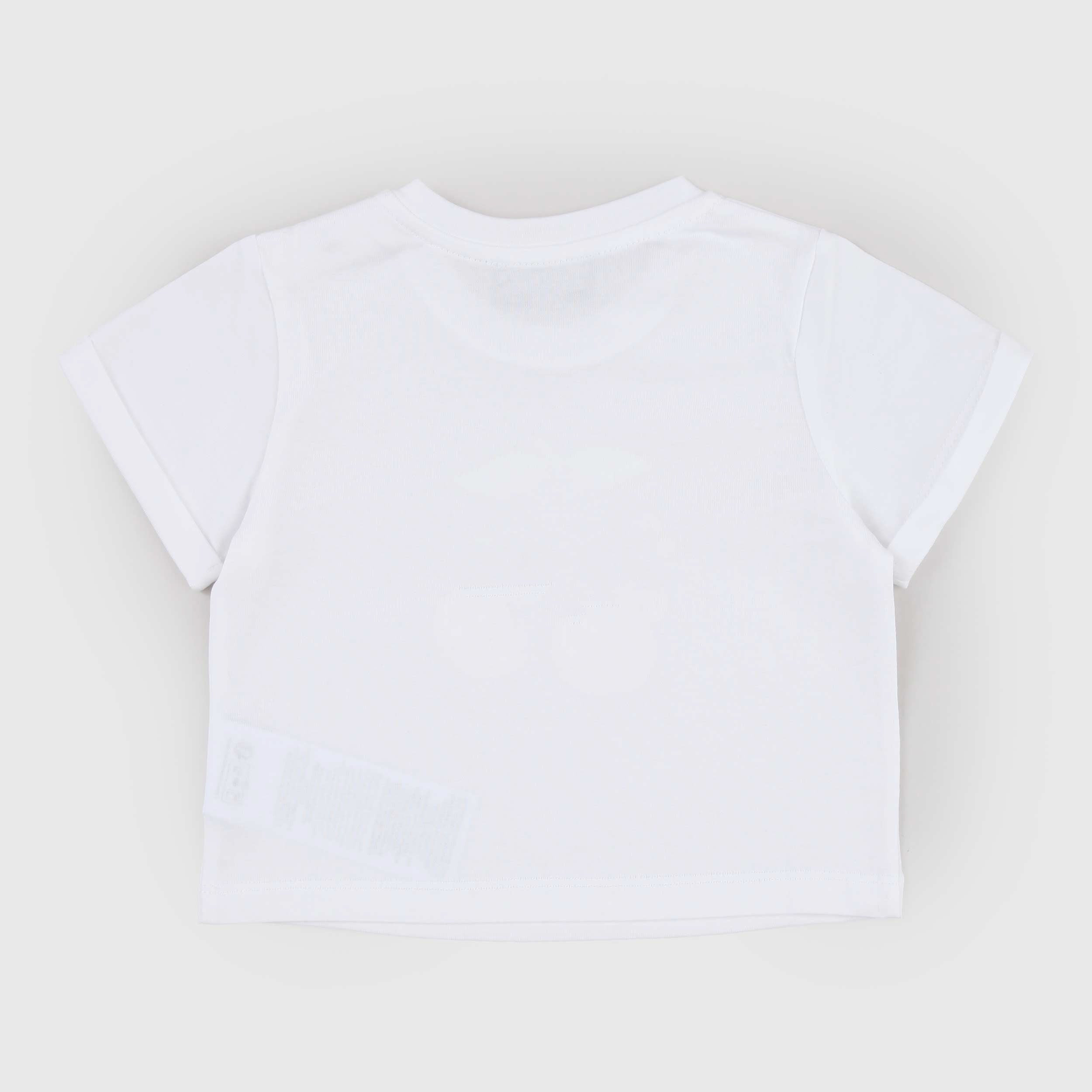 T-shirt Bianca Girocollo con Stampa Firmata MOSCHINO