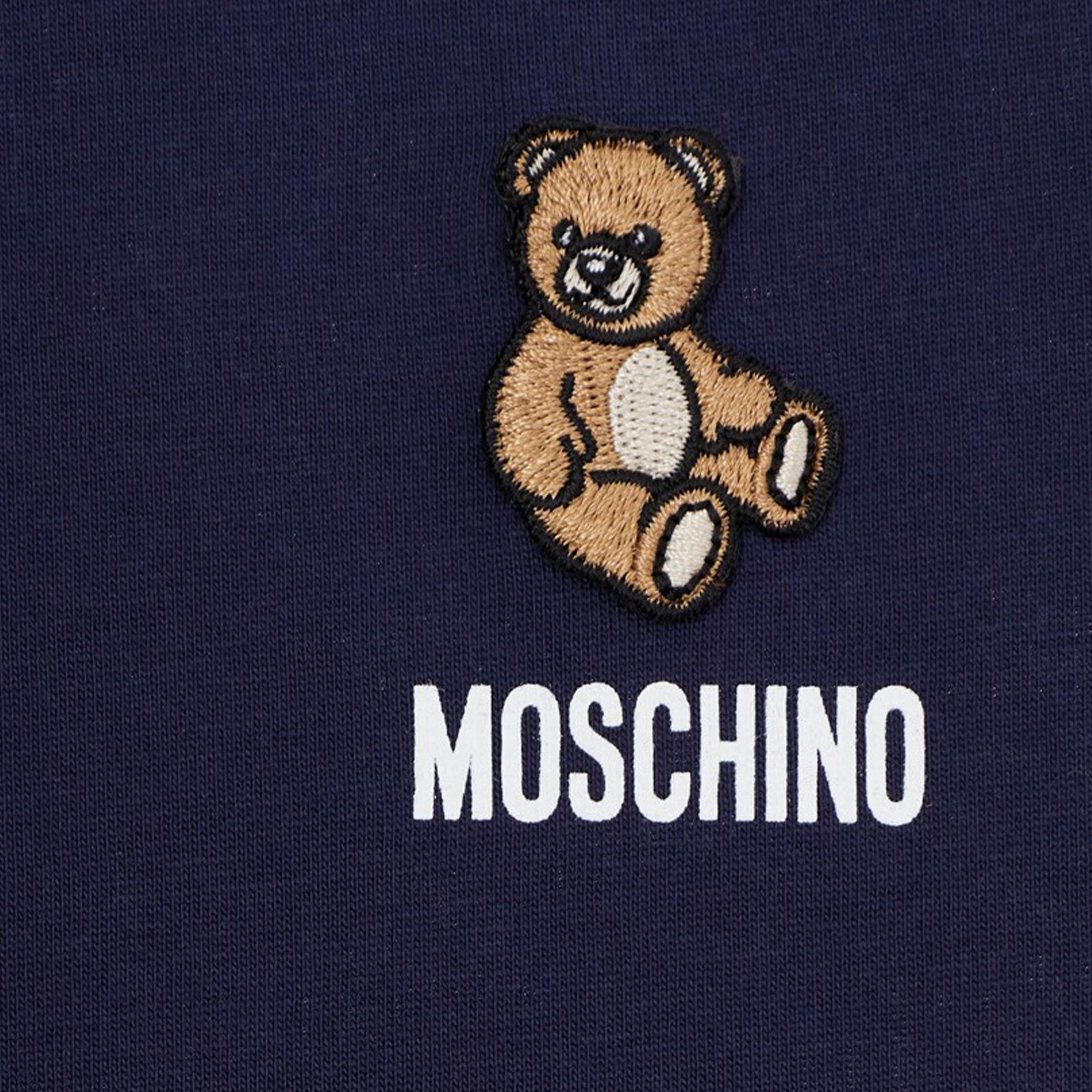 T-shirt Blu con Targhetta sul Lato Firmata MOSCHINO