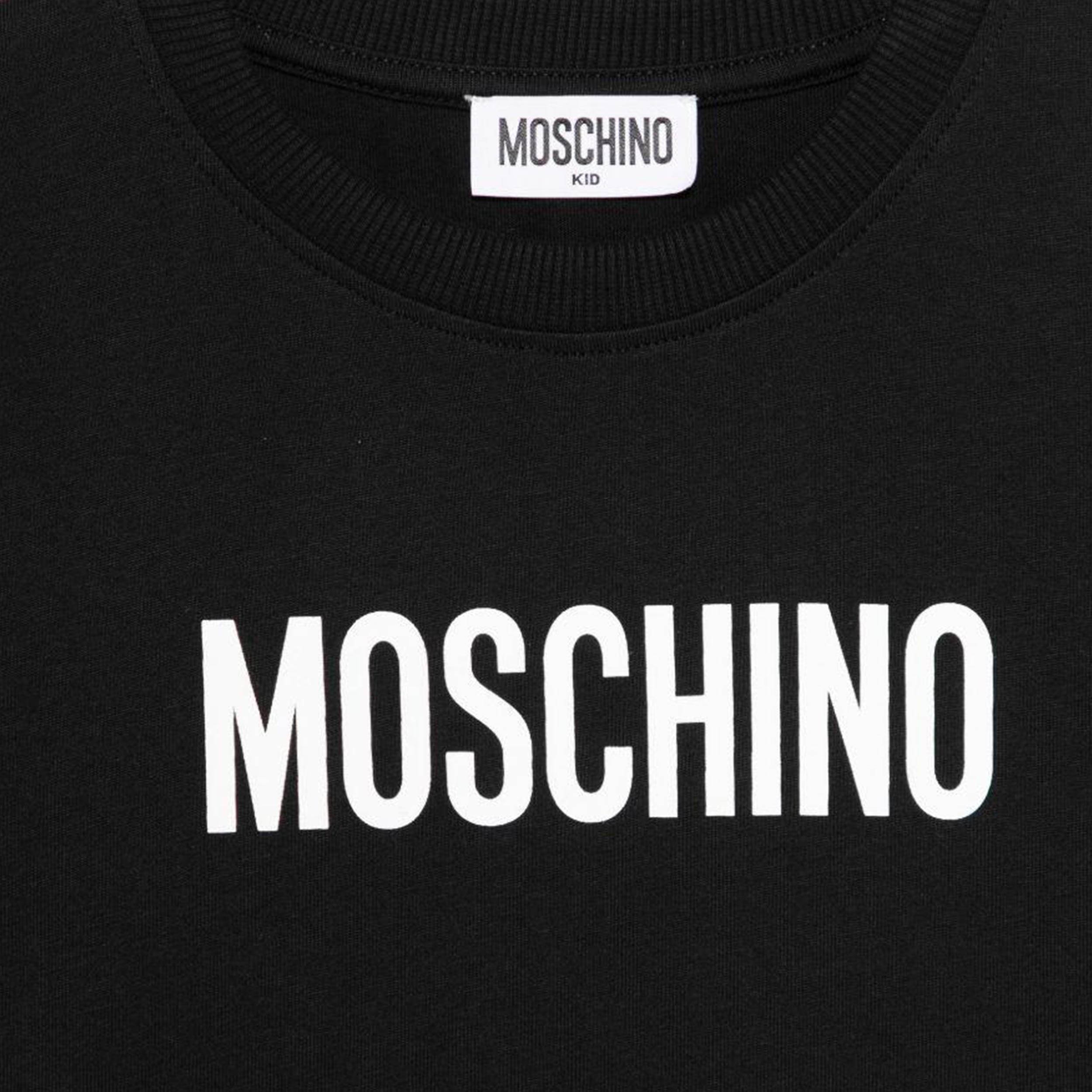T-shirt Nera con Stampa in Contrasto Firmata MOSCHINO